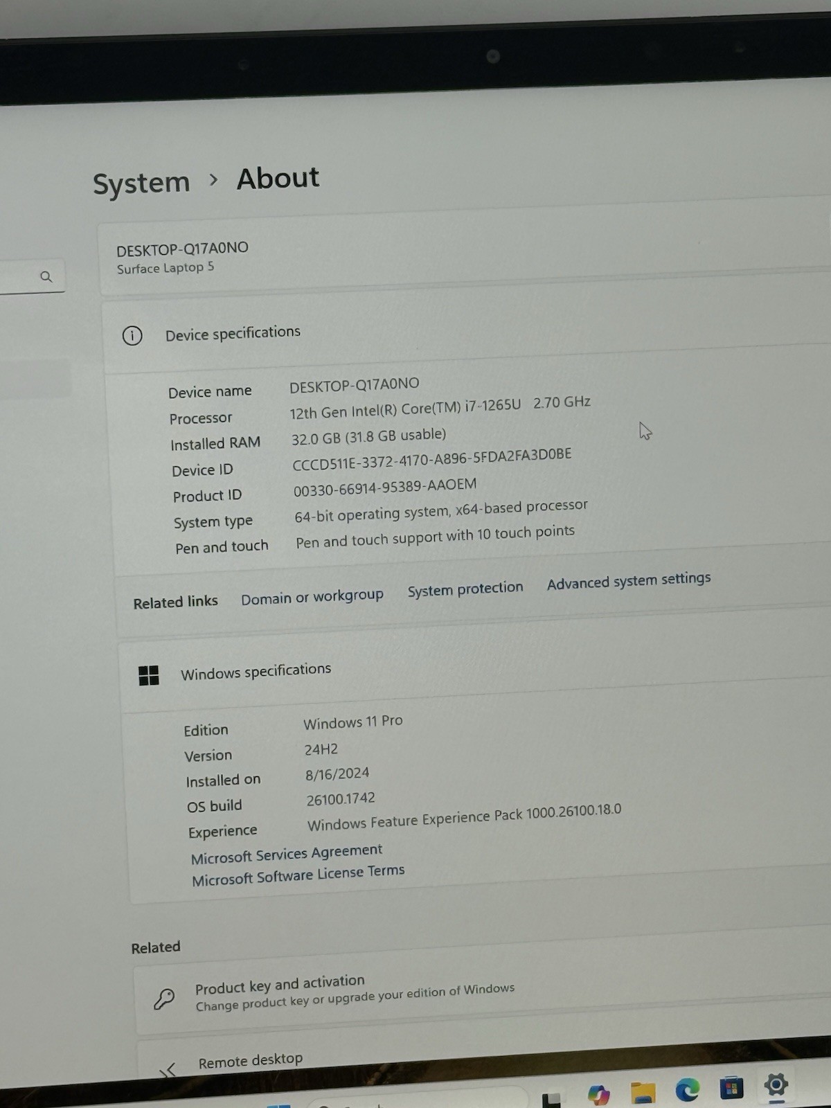 Microsoft Surface Laptop 5 13.5″ i7-1265U 32GB RAM 512GB NVMe Win11P
