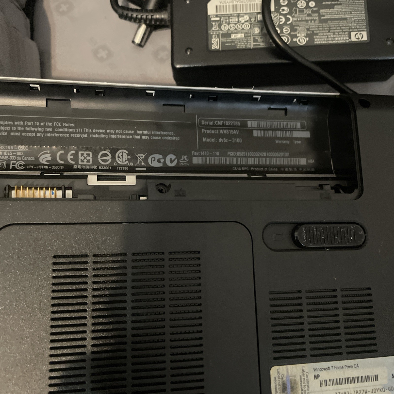HP Pavilion dv6z-3100 Laptop For Parts/Repairs, Boots to BIOS, No HDD