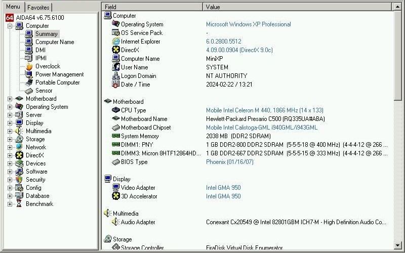 FOR PARTS 15.4″ HP Presario C500 (Celeron M 440/1.86 GHz/512 MB RAM/NO HDD)