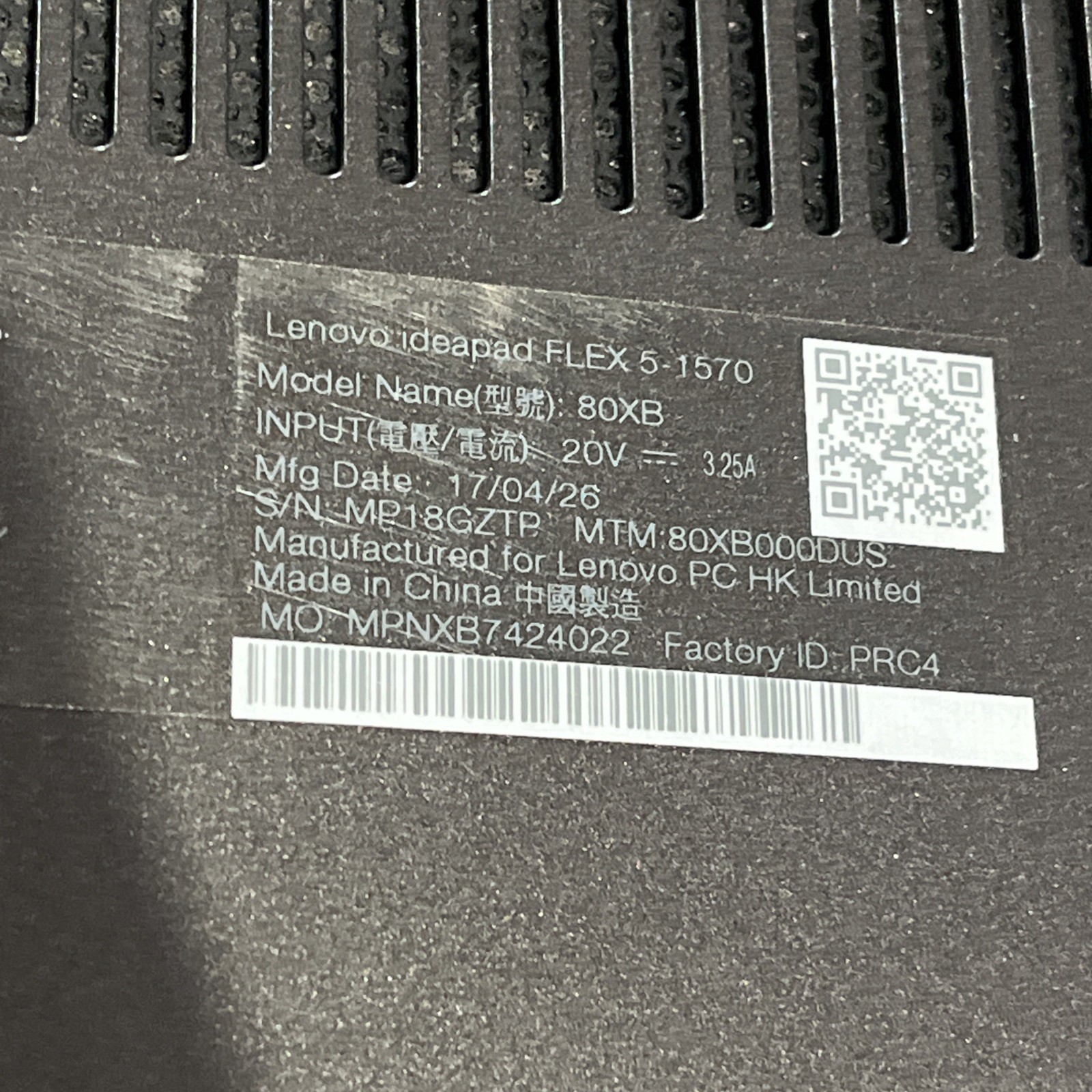 LENOVO FLEX 5 INTEL CORE I7 7TH GEN 8GB RAM NO HD