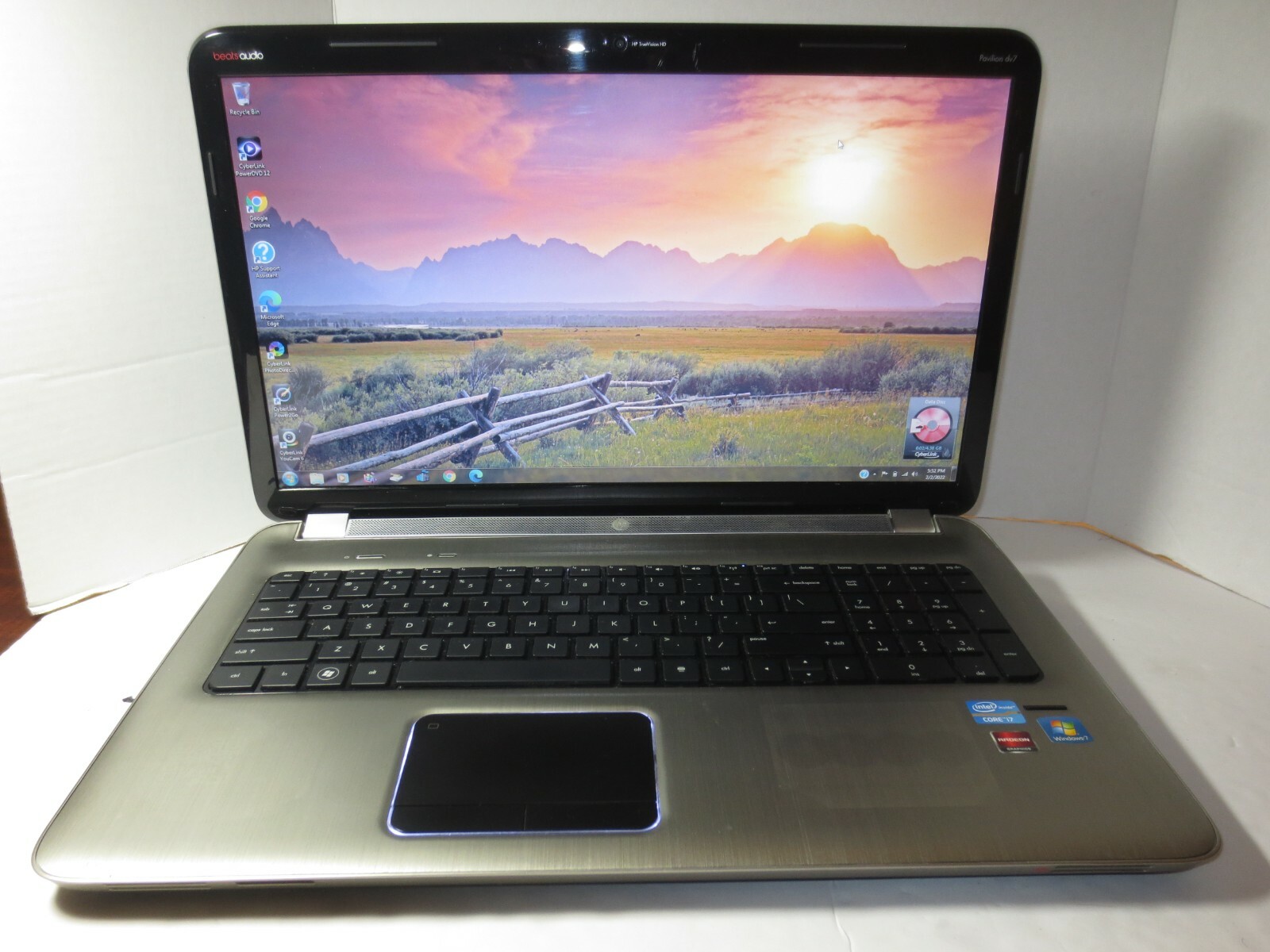 HP PAVILION DV7-6178US 17.3″ COREi7-2630QM@2.0GHz 6GB RAM 640GB HDD WIN7 OFF13(1