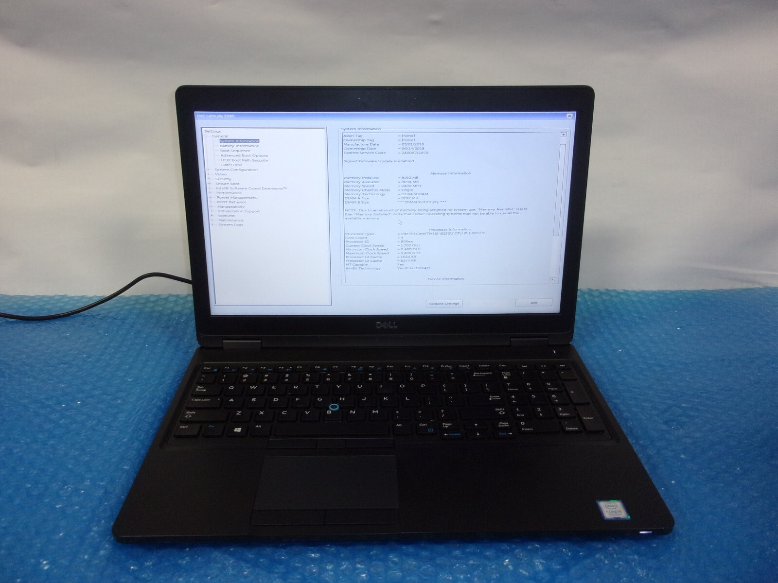 Dell Latitude 5591 15.6″ Intel Core i5-8th gen 8GB RAM 256GB SSD Win11Pro