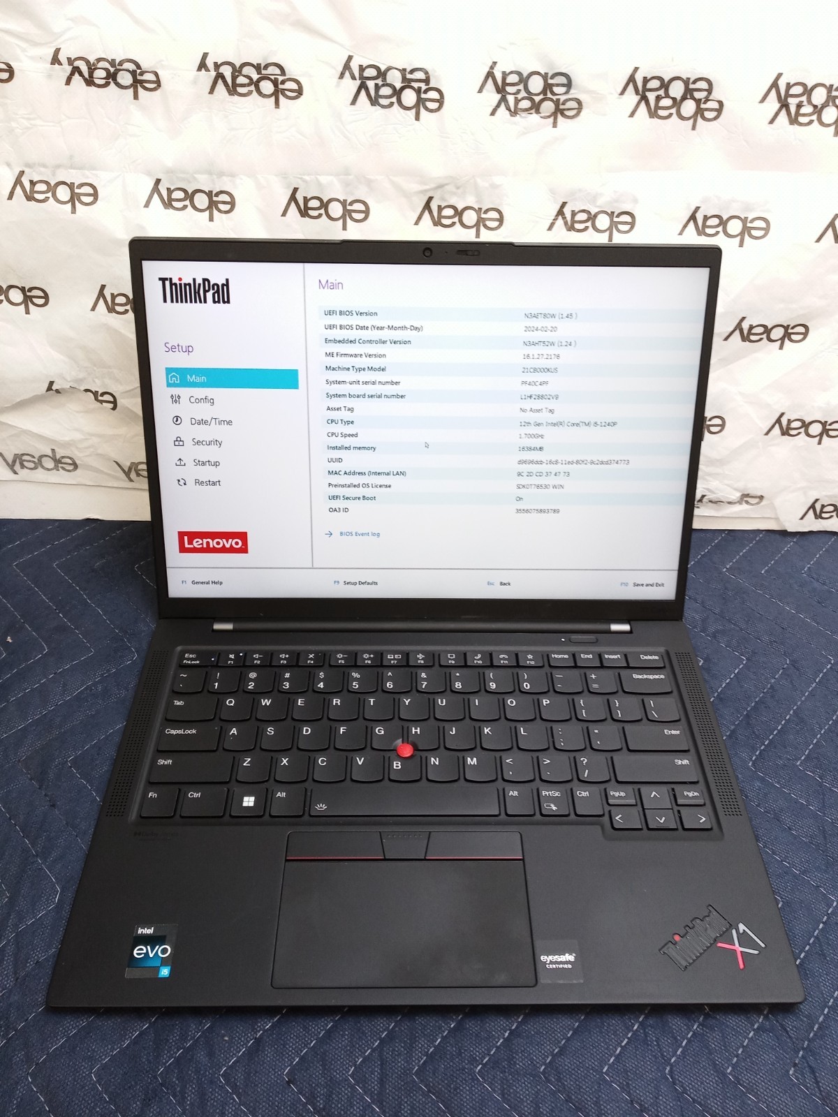Lenovo ThinkPad Carbon Gen 10 | i5-1240P@1.7GHZ | 16GB RAM | NO OS/CHRGR/HDD