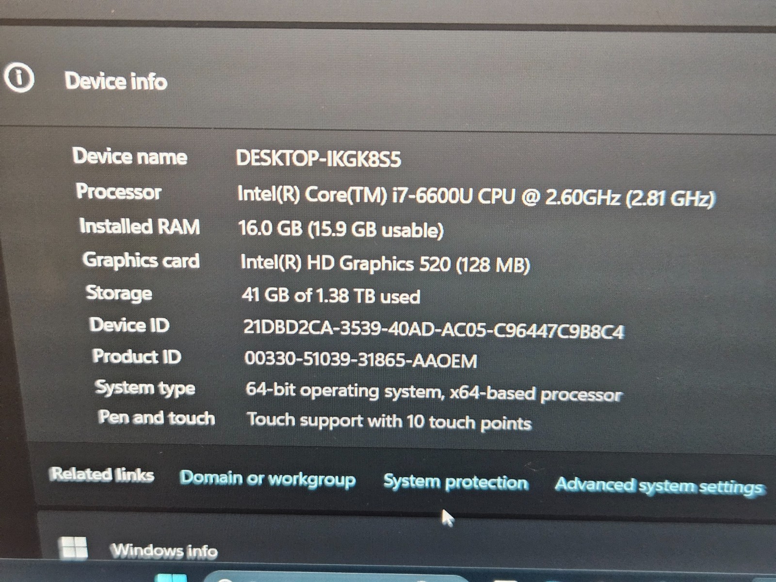 Panasonic Toughbook CF-54 Mk2 i7-6600U 2.60GHz 16 GB Mem 1.5 GB HD Win 11 Pro
