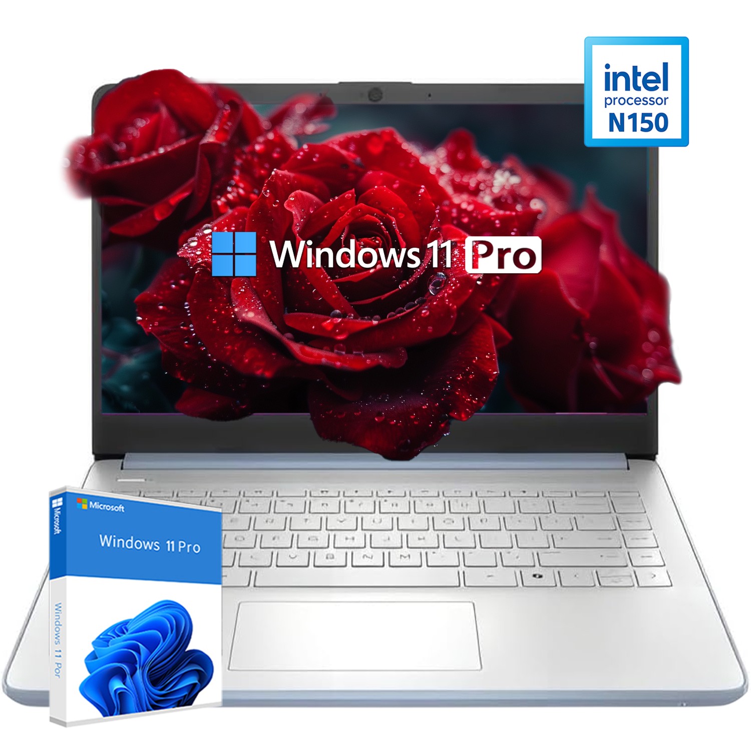 HP 14″ HD Laptop computer Win 11 Pro UpTo 3.6GHz Intel-N150 UpTo 16GB RAM 384GB