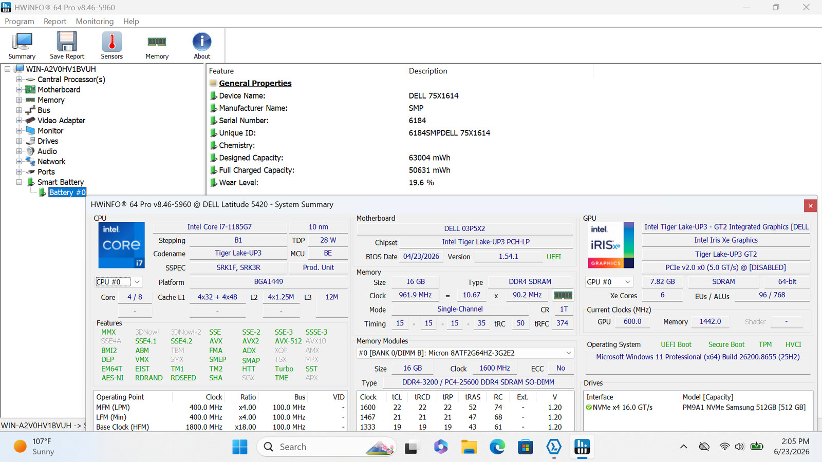 Dell Latitude 5420 14in FHD 1920×1080 i7-1185G7 16GB 512GB SSD Win 11 Pro