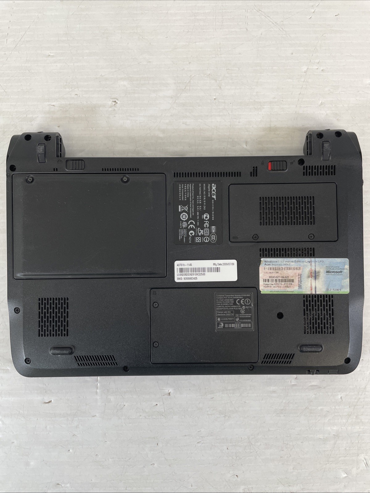 Acer Aspire One ZA3 A0751h-1145 11.6″ Intel Atom 1.33GHz 1GB RAM 150GB HDD WinXP