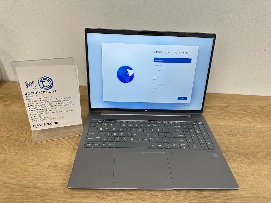 HP ZBook Power G11, Ryzen 7 Pro 8845HS, 16GB DDR5, Nvidia RTX 1000 ADA 512GB SSD