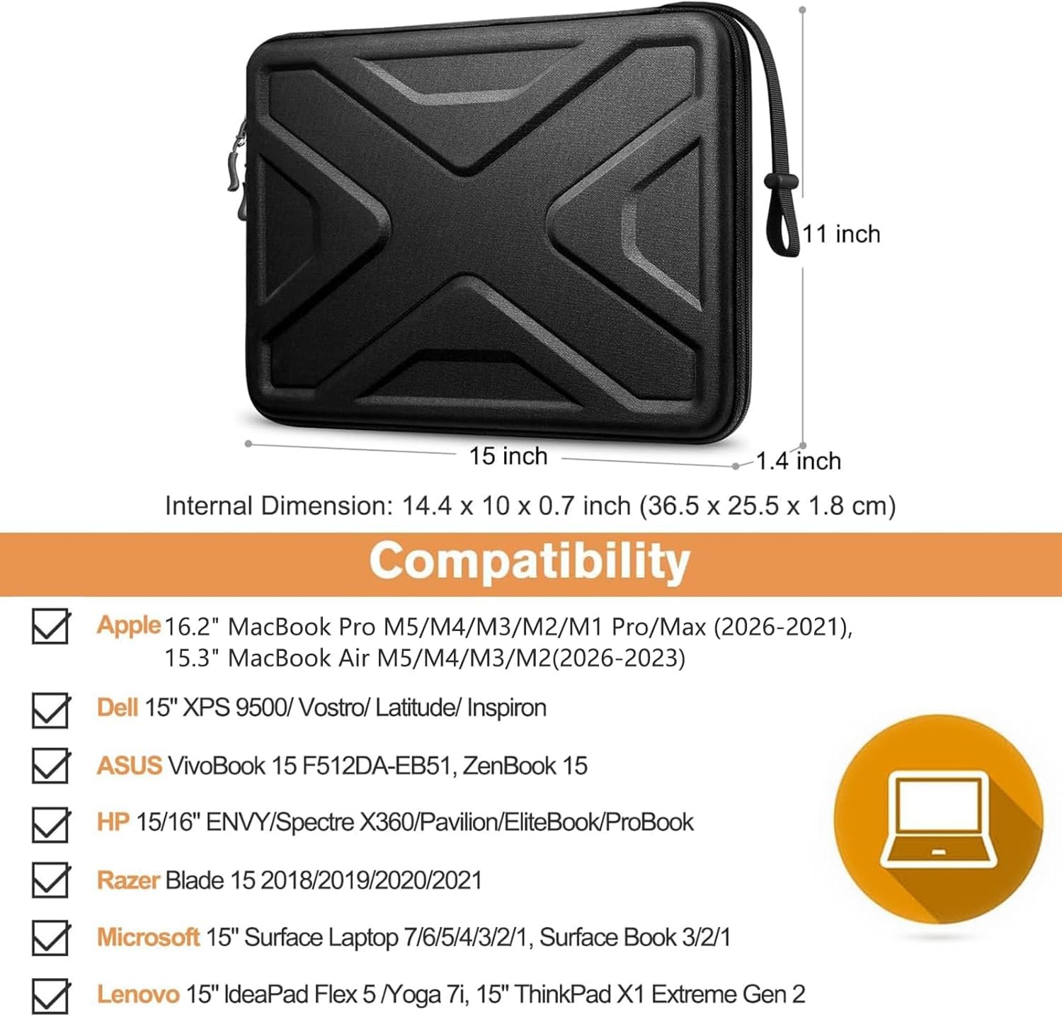 Sleeve for 15″ MacBook Air, 16″ MacBook Pro, Shockproof Computer Bag