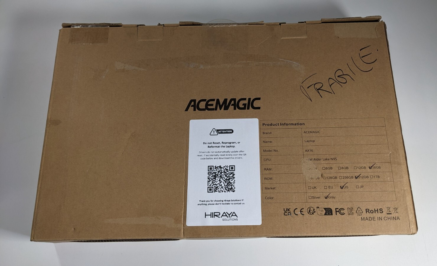 AceMagic (AX16) 16GB RAM 500 ROM Intel UHD Laptop- Gray
