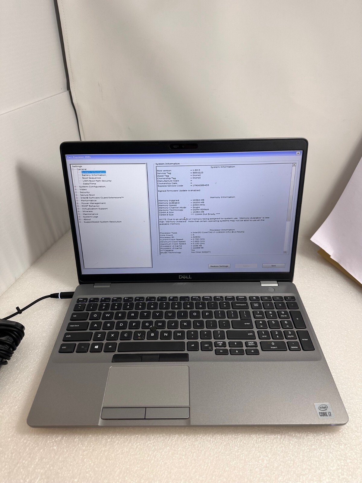 Dell Precision 3551 15.6″ i7-10850H 8GB ram 512GB PCIe