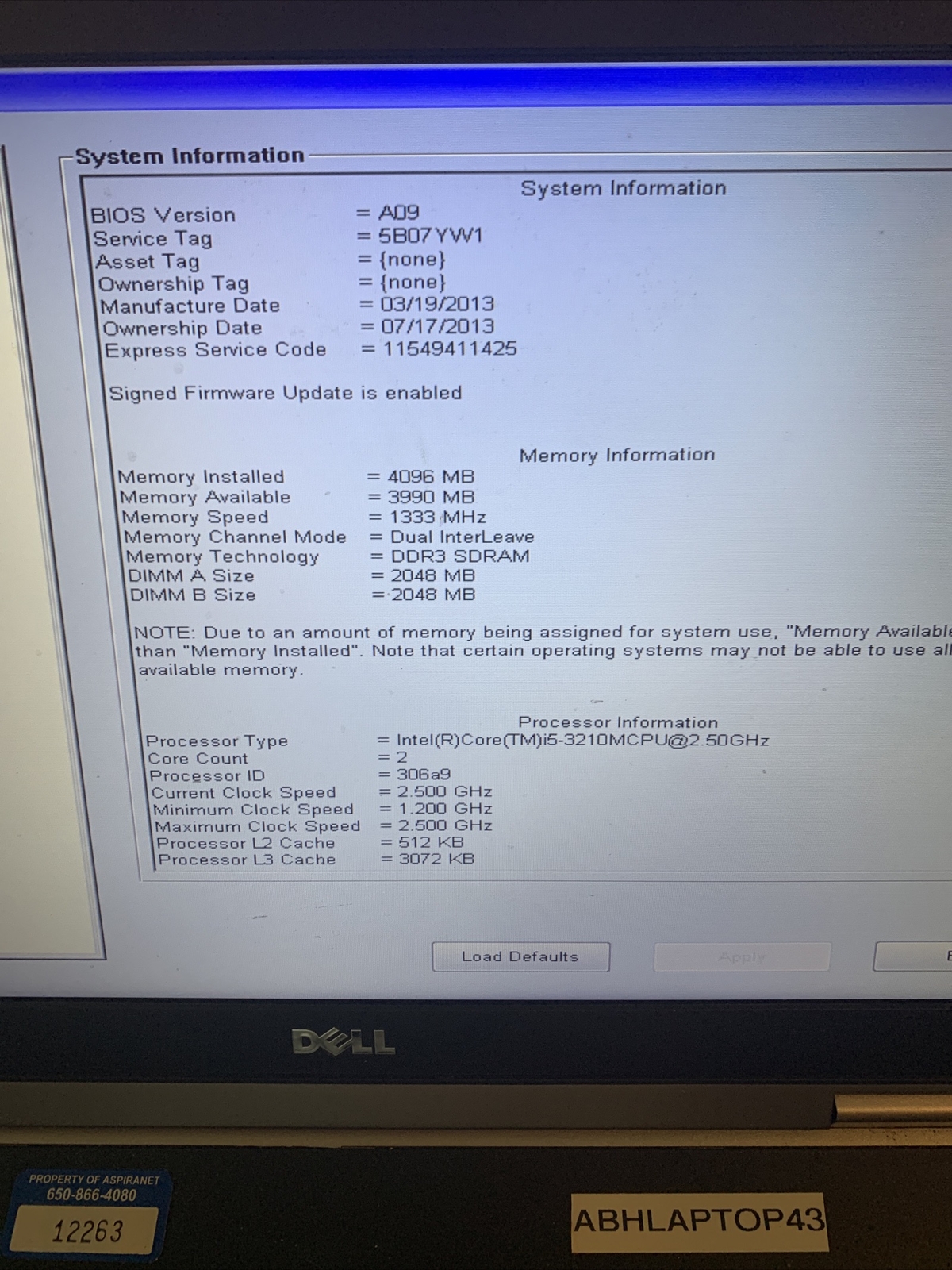 Dell Latitude E6530 15.6 inch(500GB, Intel Core i5 3rd Gen., 2.50 GHz, 4GB)