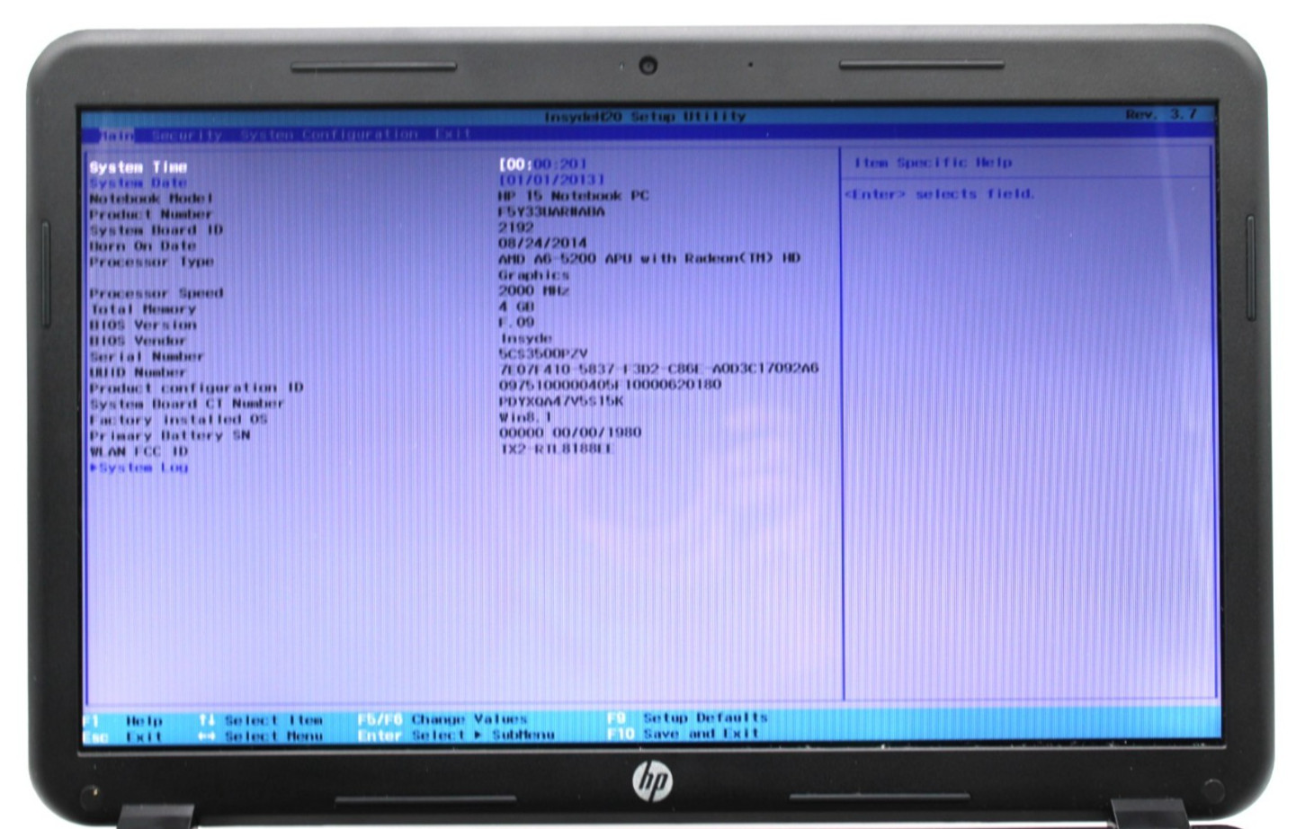 HP 15-d017cl AMD A6-5200@2.0GHz 4GB DDR3 NO STORAGE/OS *USED/TESTED*