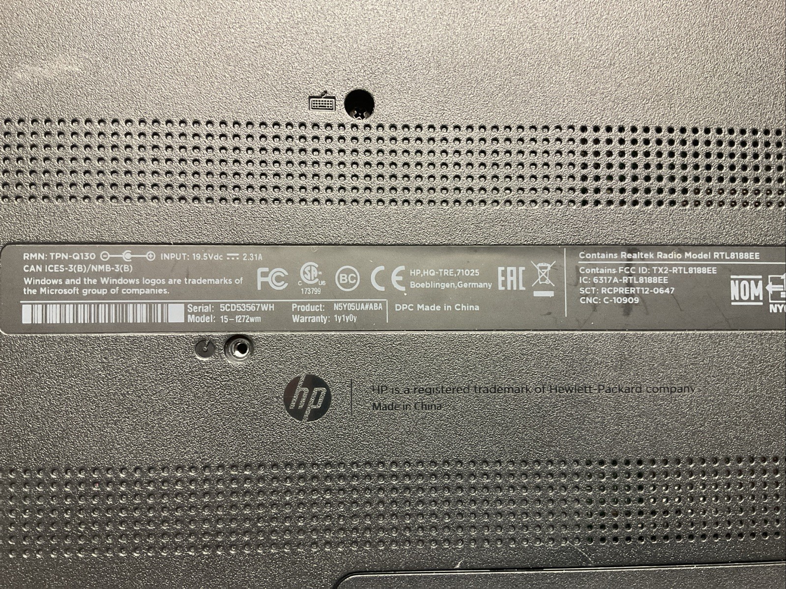 Laptop HP 15-f272wm RAM 8GB HDD 500GB Windows 10