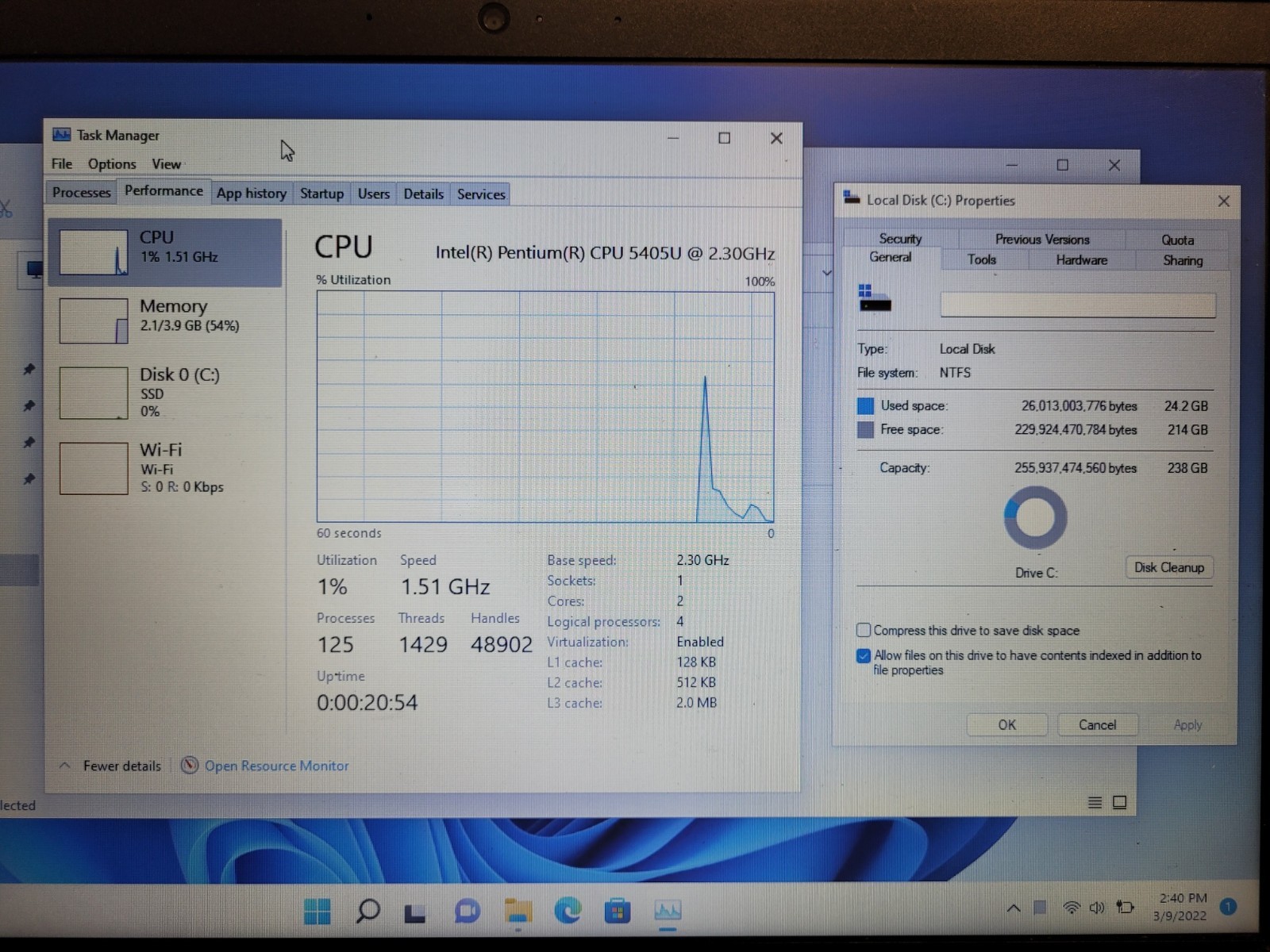 Lenovo ThinkPad L340-15Iwl 15.6″pentium 5405u 2.3ghz 4gb ram 256gb ssd PF1CT35W`