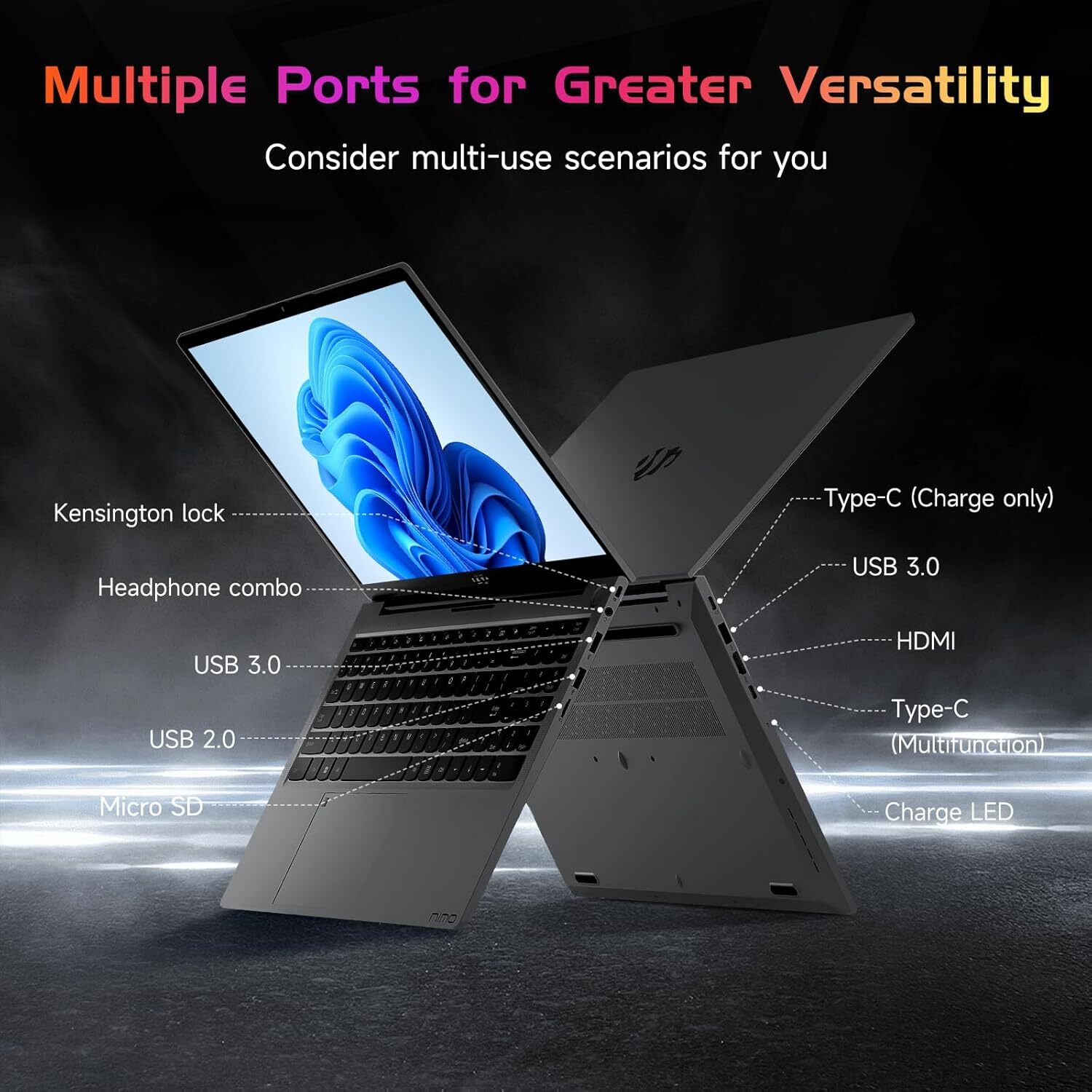 NIMO 15.6” Student Laptop 8GB RAM 128GB SSD Intel Pentium Quad-Core Win 11 home