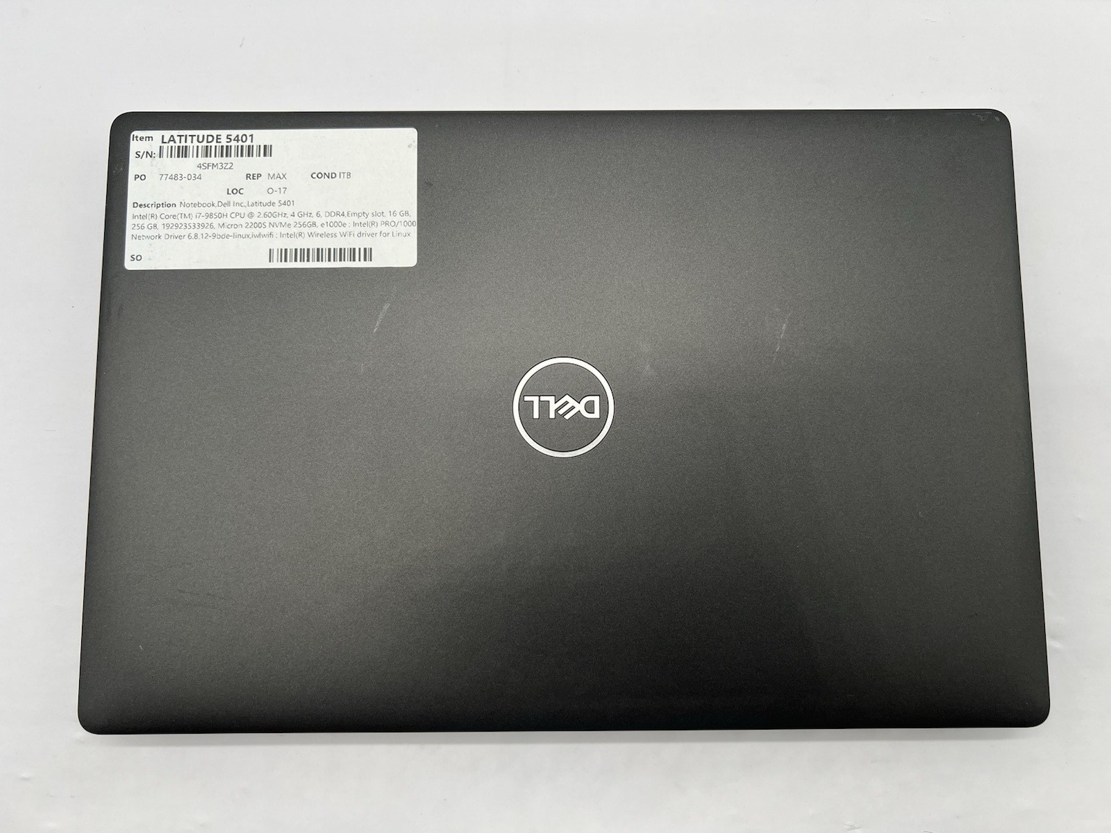 Dell Latitude 5401, i7-9850H CPU, @ 2.60GHz, 16GB RAM, 256GB NVMe-No OS/AC