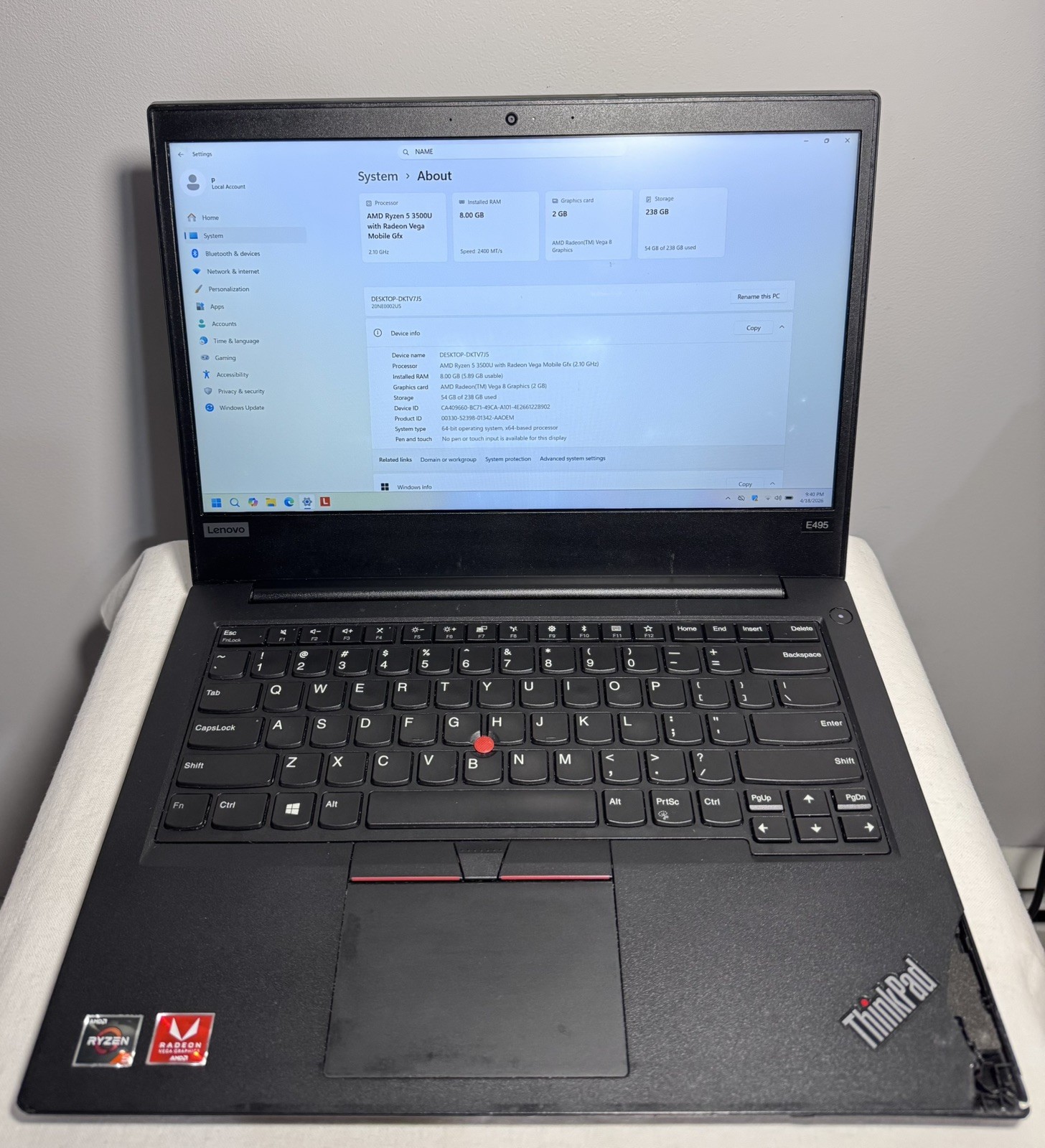 *LOT OF 2* LENOVO ThinkPad E495 Ryzen 5 | 8GB RAM | 256GB SSD | SEE DESCRIPTION