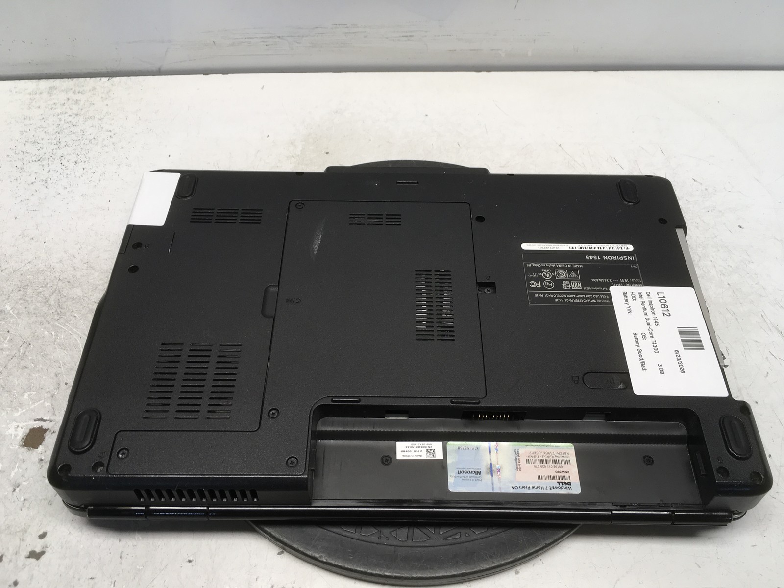 Dell Inspiron 1545 Intel Pentium Dual-Core T4300 2.1GHz 3 GB NO HDD No Batt