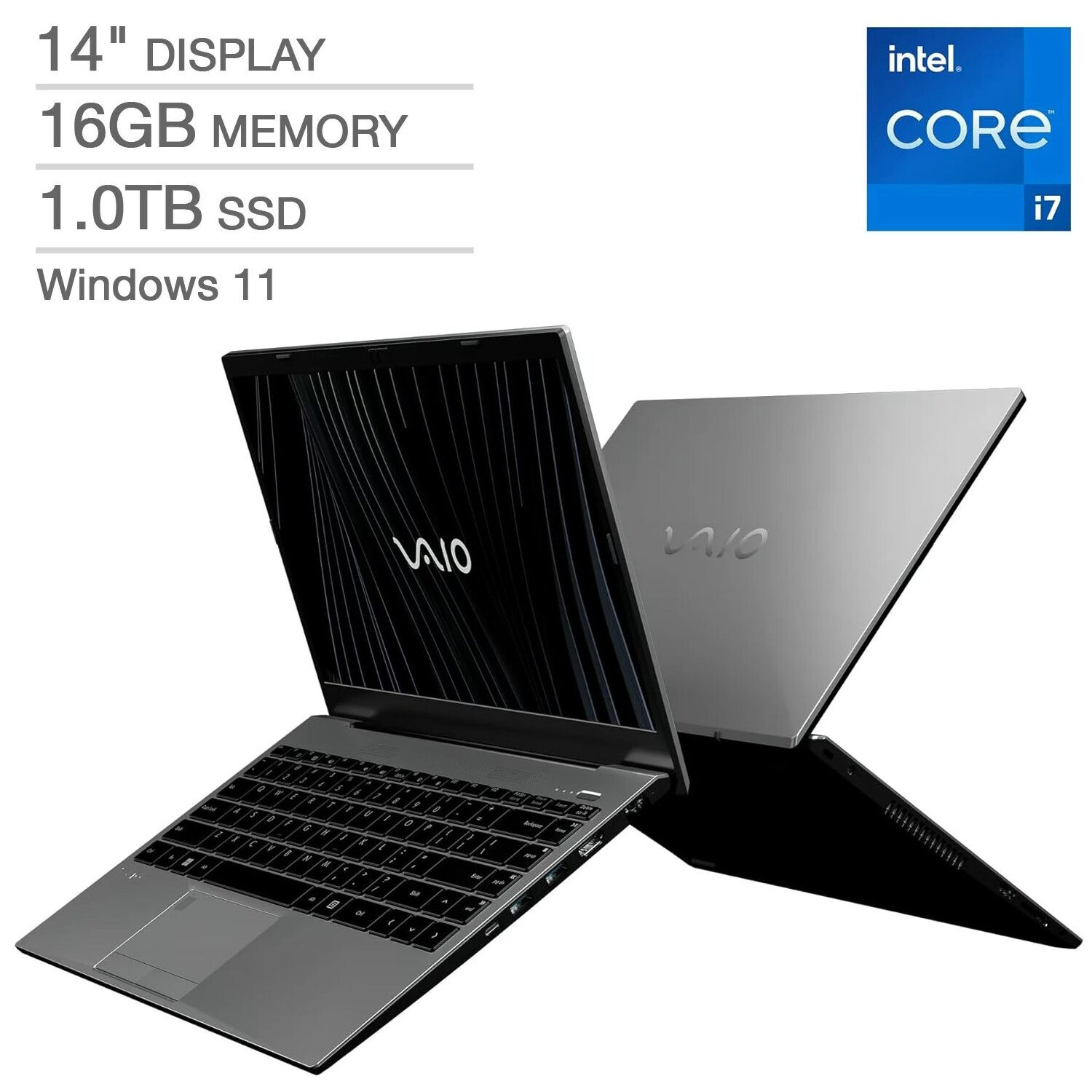 Brand New VAIO Laptop Core i7 10-Core 12th Gen 16GB RAM 1TB SSD 14.1 FHD Silver