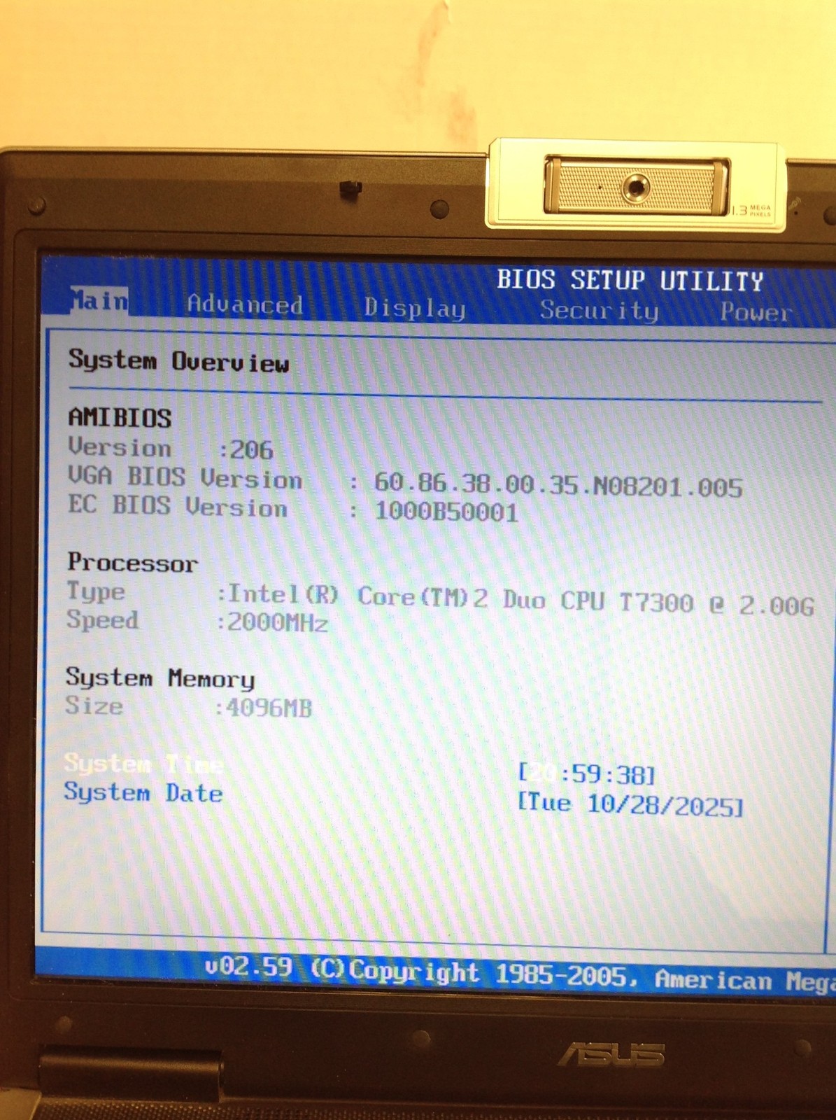 Asus F3S Notebook PC Intel Core 2 Duo T7300 2.0GHz 15.4″ Laptop w/4GB RAM, No HD