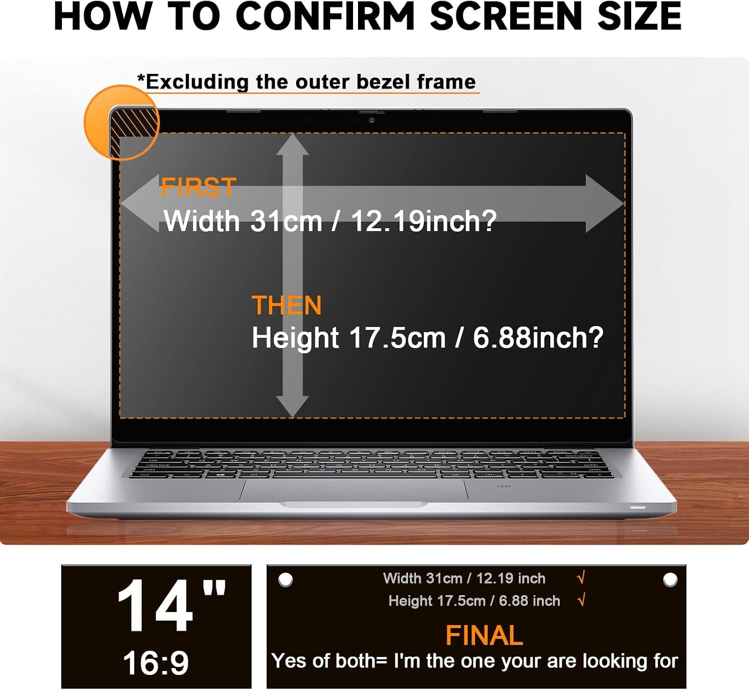 14 Inch Laptop Privacy Screen for Lenovo/HP Envy/Dell/Acer/Asus/Thinkpad, 16:9