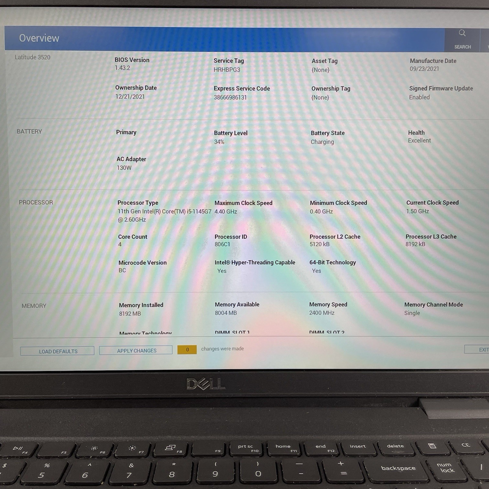 Dell Latitude 3520 15.6″ i5-1145G7 2.60 GHz 8 GB RAM No SSD/OS/AC – READ