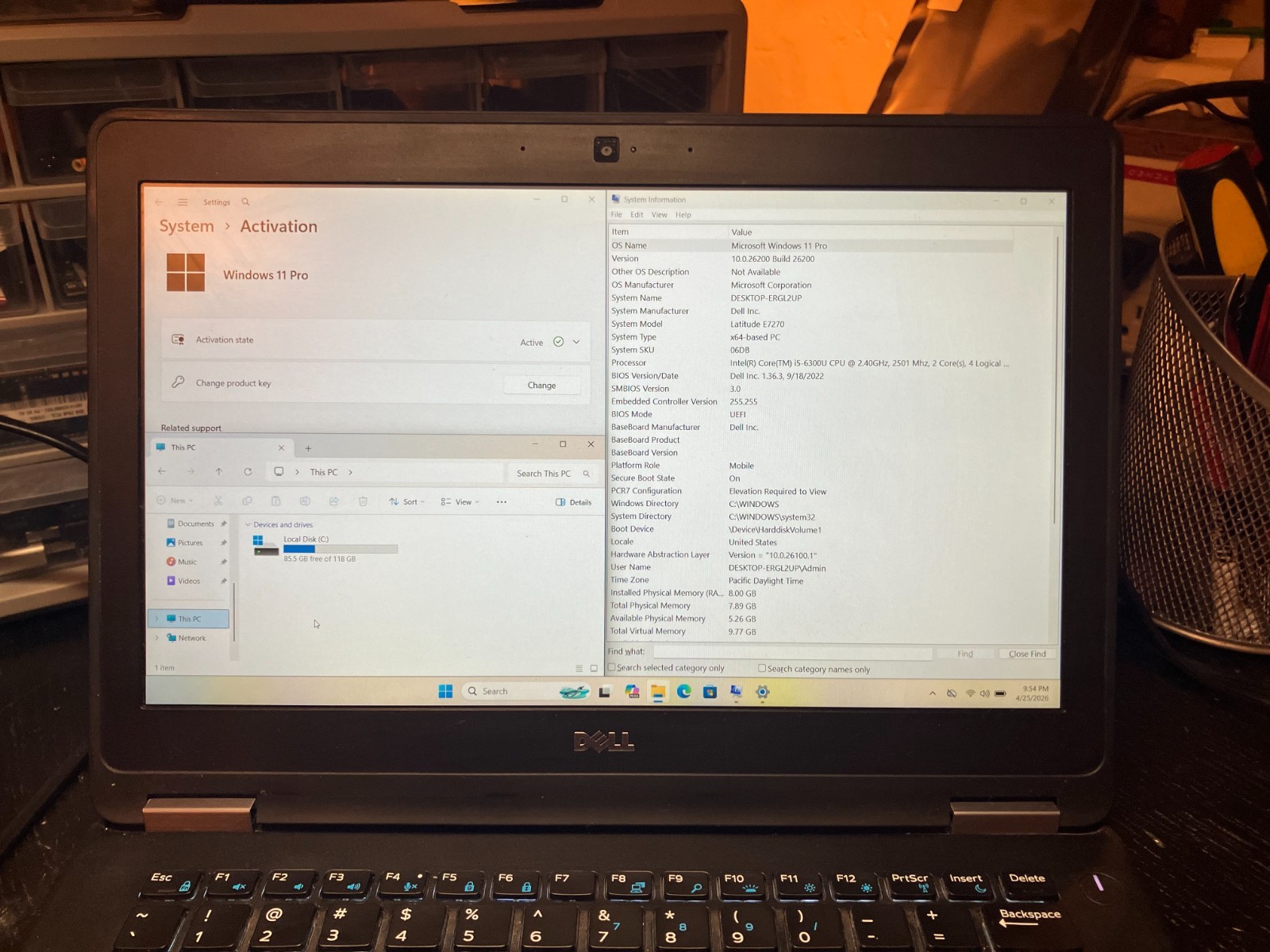 Dell Latitude E7270 12.5″ Laptop i5 2.4GHz 8GB RAM 120GB SSD Win 11 Pro Wifi BT