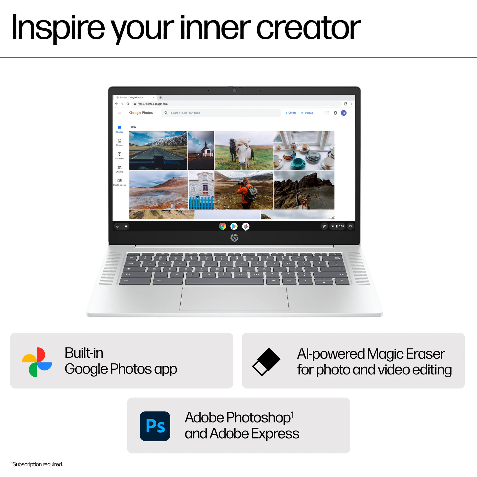HP Chromebook Laptop Computer 14″ HD Intel N-series 4 GB memory; 64 GB eMMC