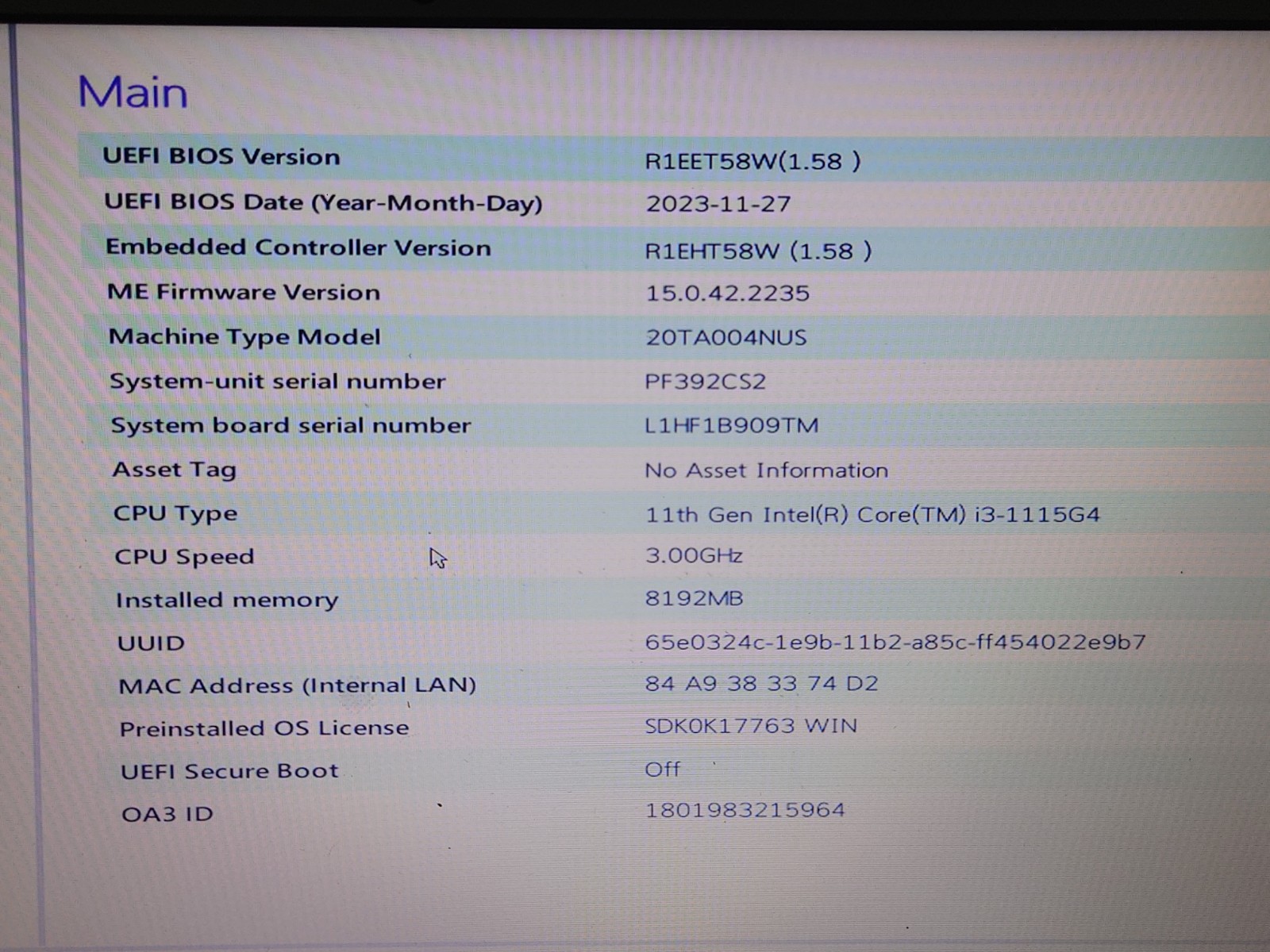 Lenovo ThinkPad E14 Gen 2 14″ FHD i3-1115G4 8GB RAM 256GB No OS