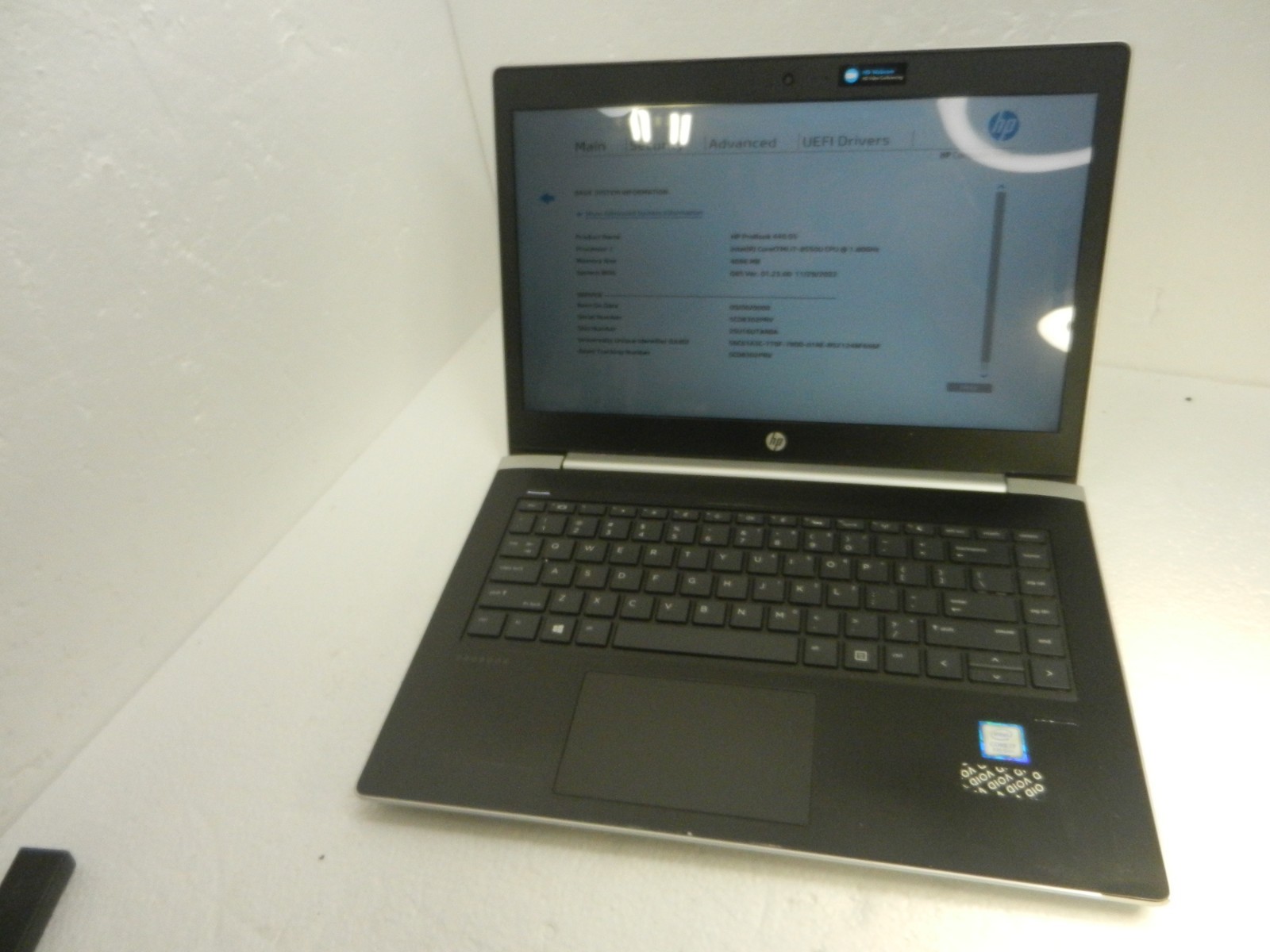 HP ProBook 440 G5 LAPTOP – Intel Core i7-8550u @ 1.80Ghz / NO RAM / NO HDD