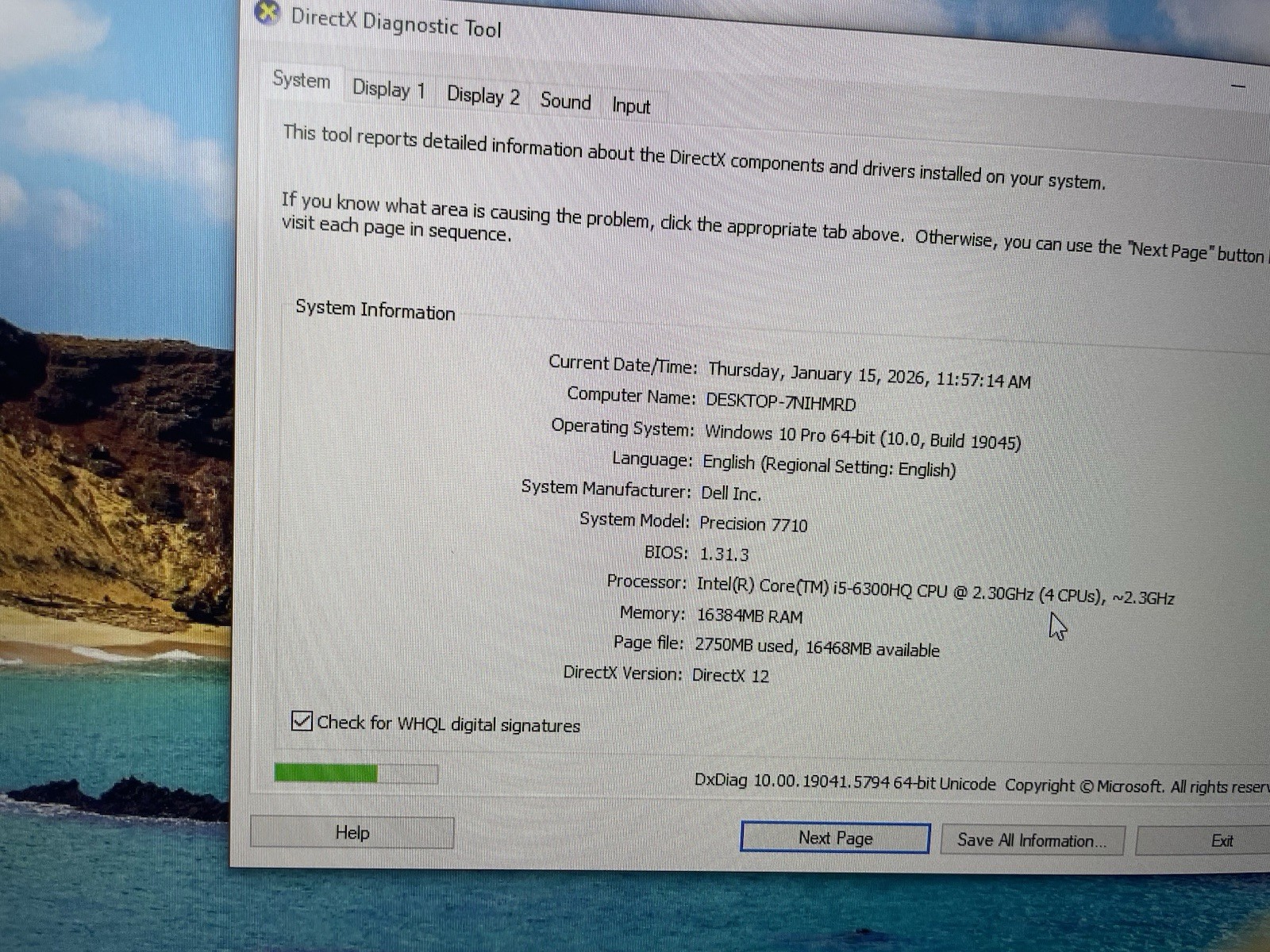 Dell Precision 7510 15.6 Inch 256GB, Intel Core i5 6th Gen., 16GB)