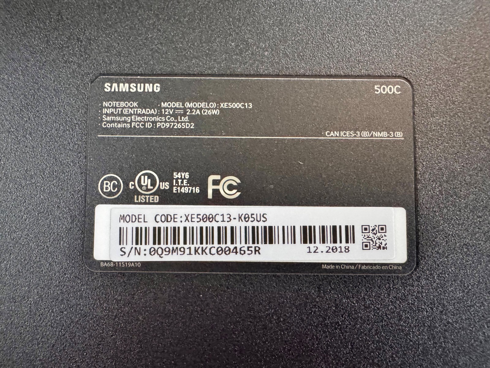 Samsung Chromebook 3 ‎XE500C13-K05US 11.6” 16GB, 2GB RAM, Charger – Excellent