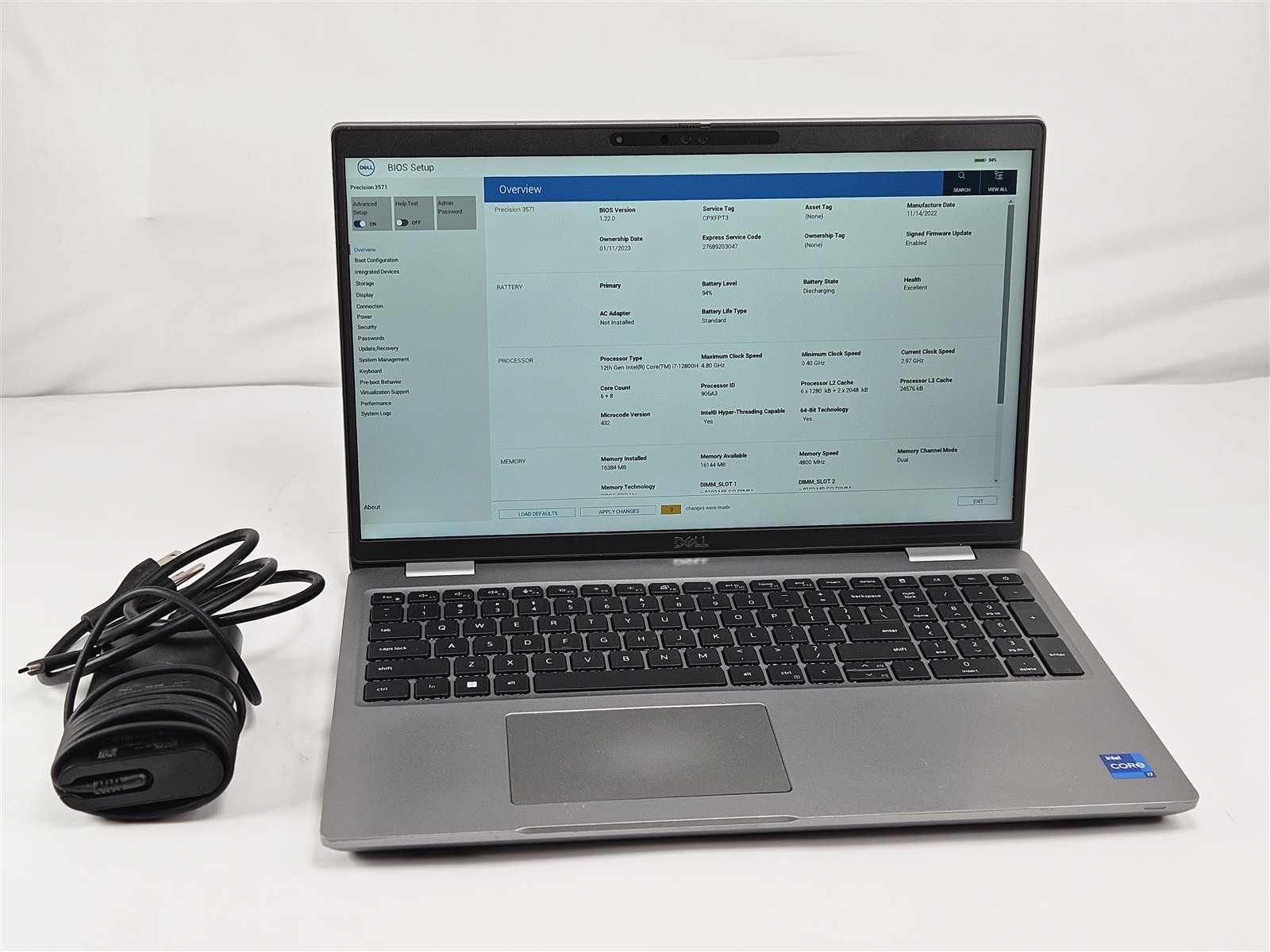 Dell Precision 3571 15.6″ i7-12800H 16GB RAM 512GB SSD T600 4GB GPU Thunderbolt