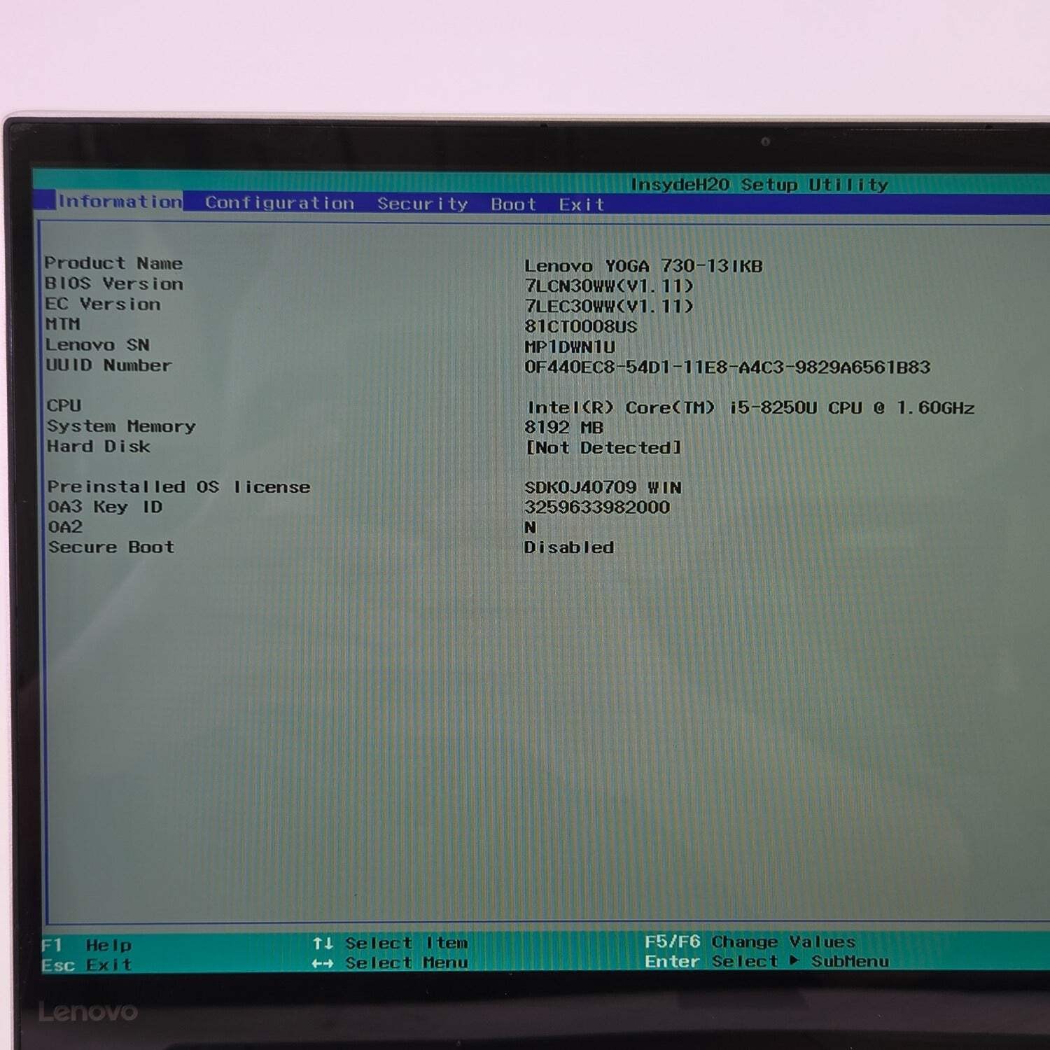 Lenovo Yoga 730 13 13.3″ i5-8250U 1.6GHz 8GB RAM