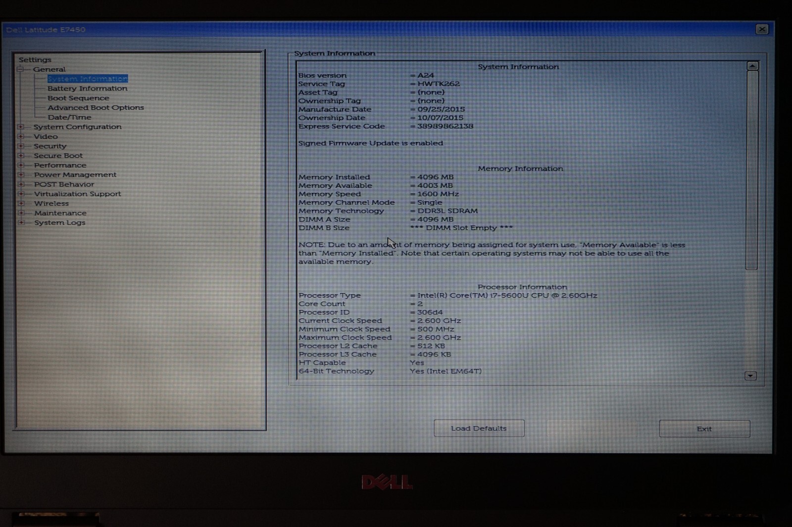 ^ Dell Latitude E7450 14″ Intel i7-5600U @ 2.60GHz 4GB Ram No HD #C1668