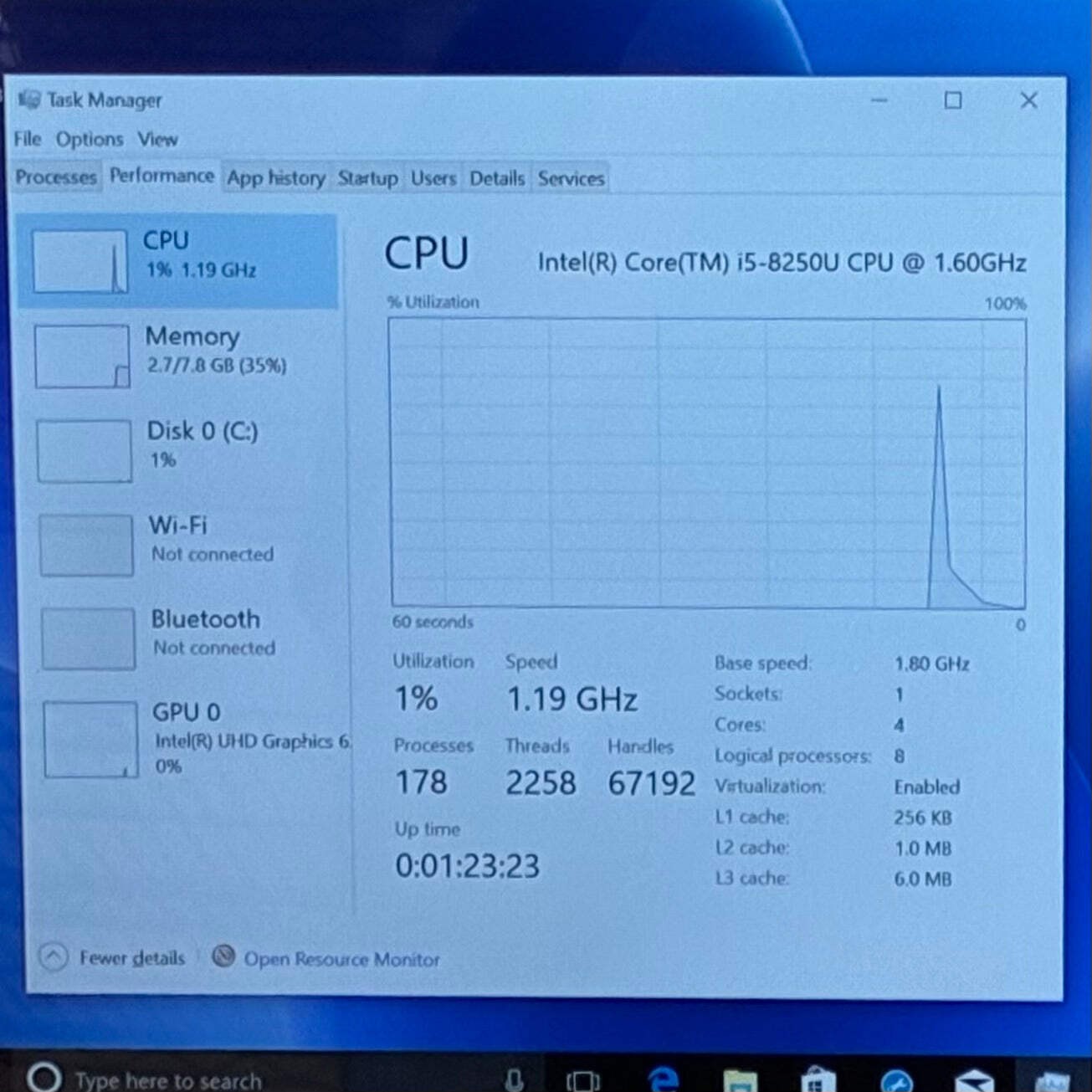 Broken Dell Inspiron 7373 13.3″ i5-8250U 1.6GHz 8GB RAM 256GB SSD NO WIFI
