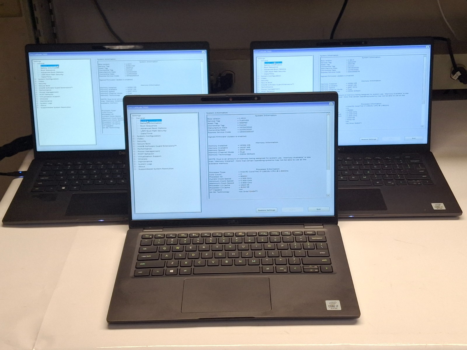 Lot of 3 Dell Latitude 7410 14″ FHD Touchscreen Intel Core i7-10610U 16GB No SSD
