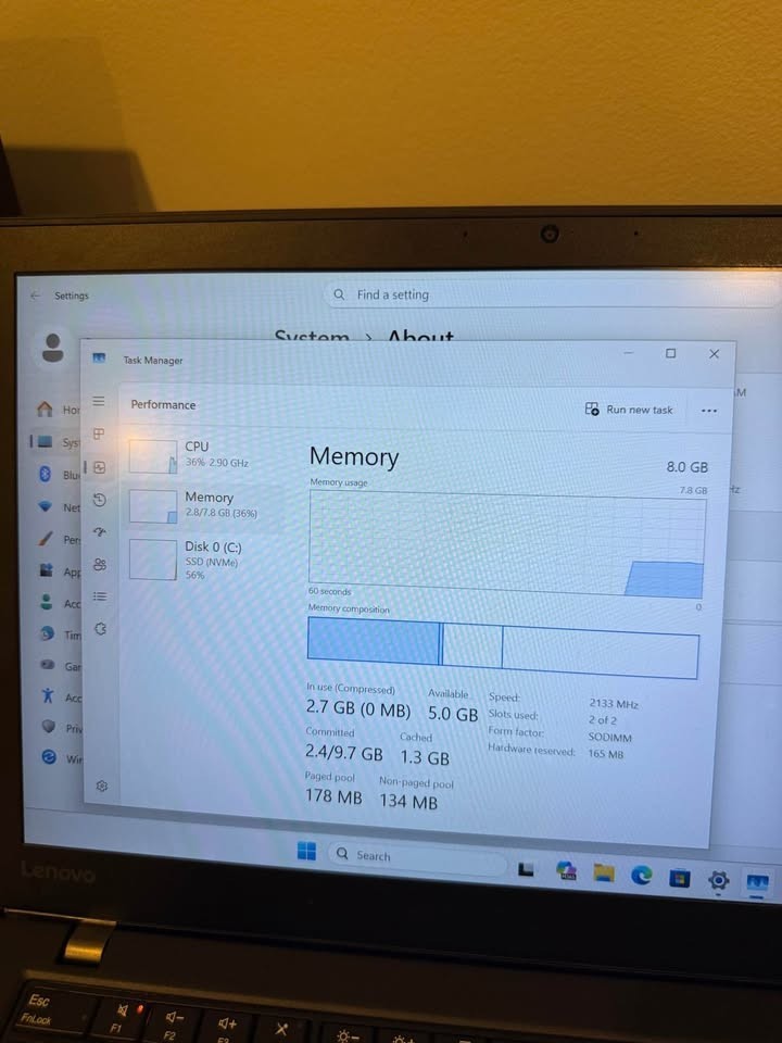 Lenovo Laptop Intel Core i5 8GB RAM 238GB SSD