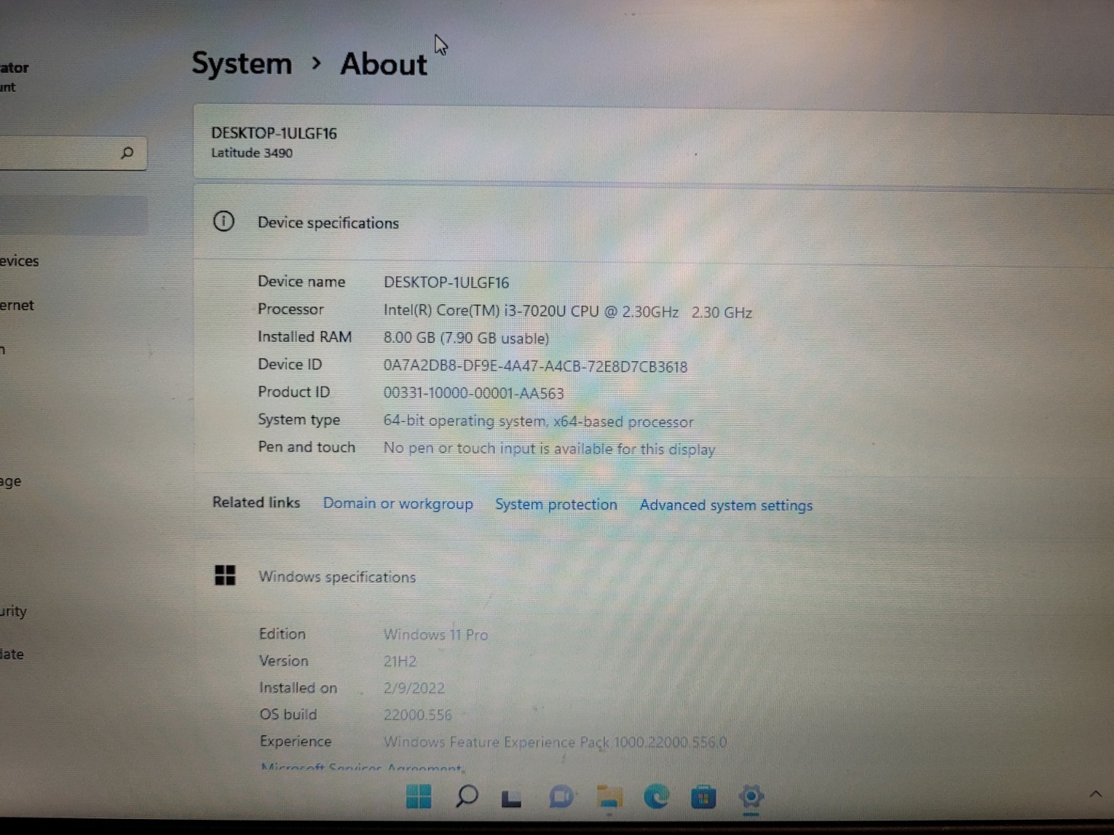 Dell latitude 3490 14″ i3-7020u 2.3ghz 8gb ram 128gb ssd w11p Used JMYWWS2