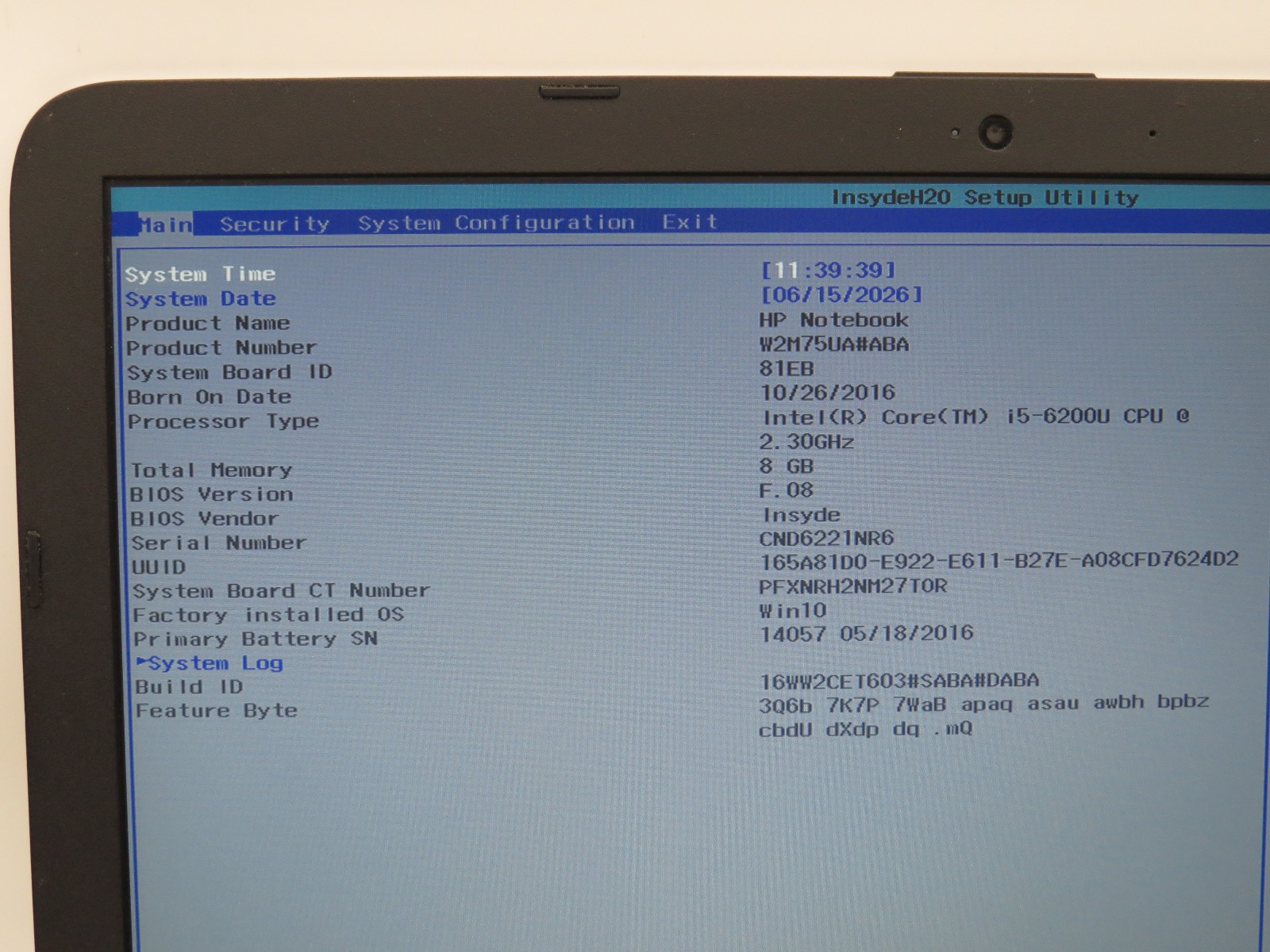 HP 15 ay011nr | i5-6200U @ 2.3GHz | 8GB DDR4 | 238GB 2.5″ SATA SSD | 15″ | No OS