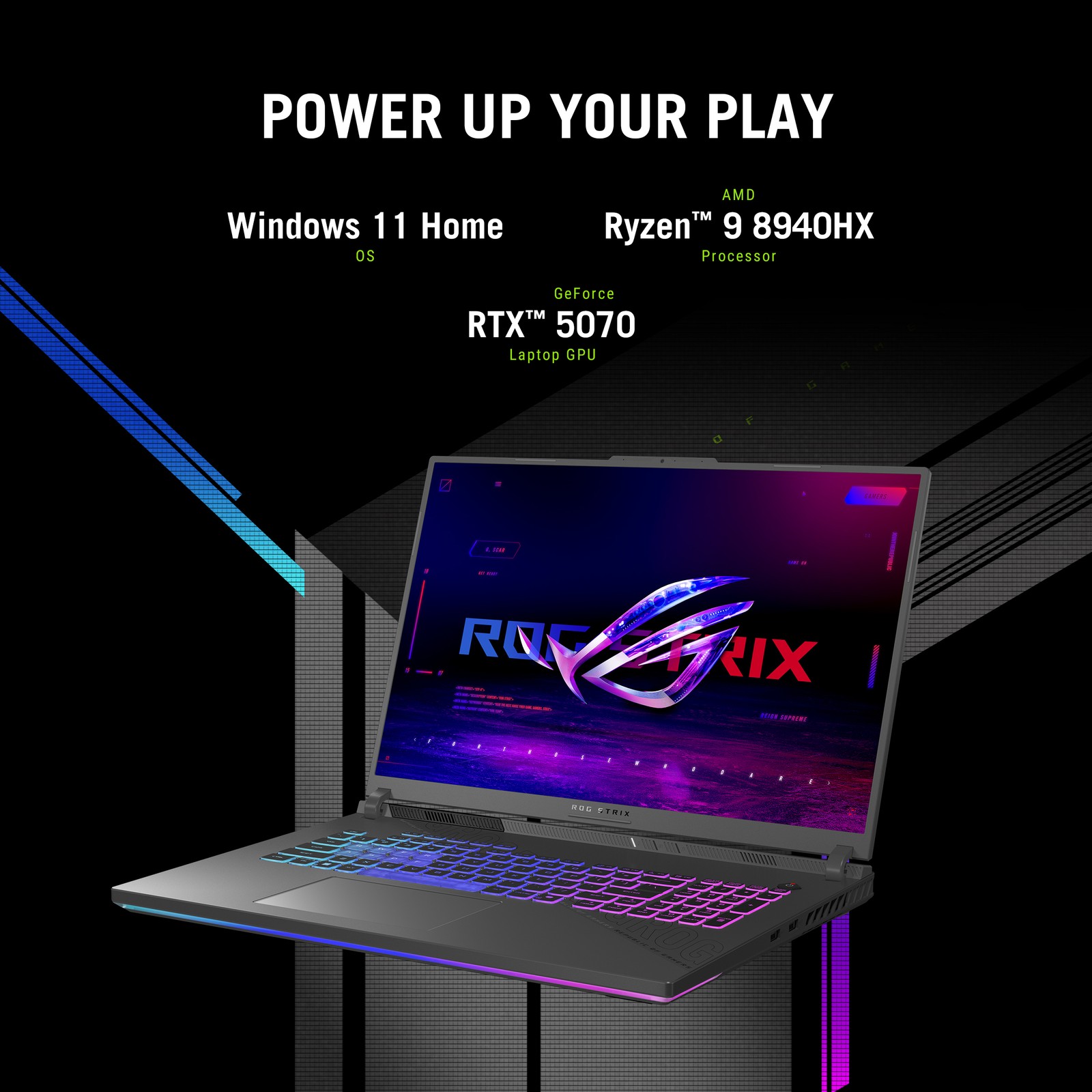 ASUS ROG Strix 18″ 2560×1600 Ryzen 9 8940HX 64GB 1TB SSD RTX 5070 Windows 11 Pro