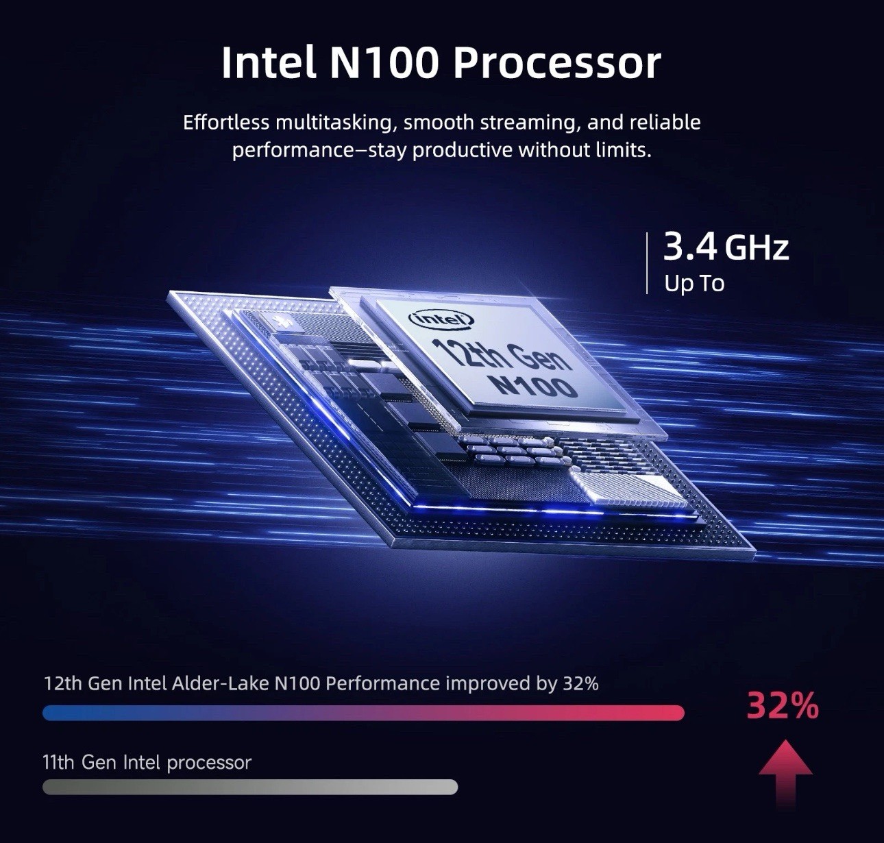 Nimo 15.6″ IPS Laptop Intel Alder Lake N100 8GB RAM 128GB SSD Blue Fingerprint