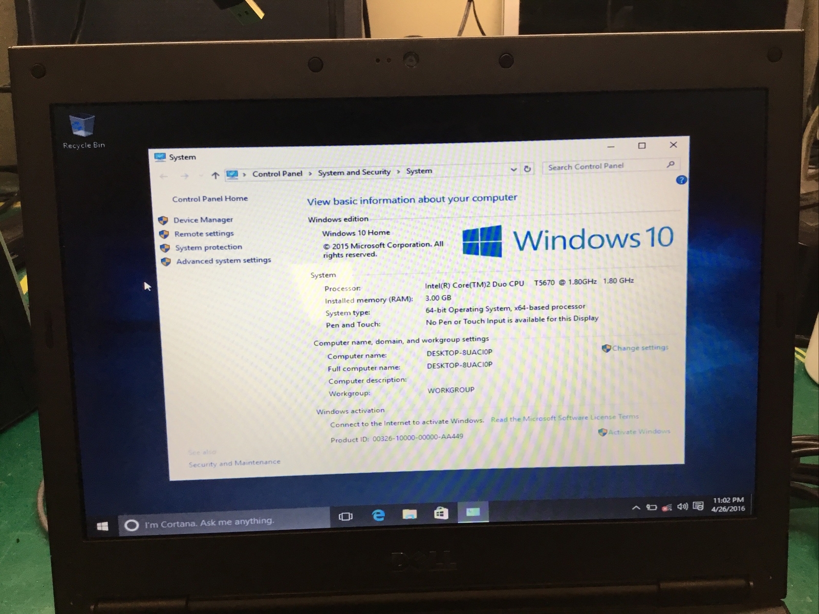 Dell Vostro 1310, 3GB RAM, 300GB Hard Drive, Intel Core 2 Duo T5670, Win 10 – D2