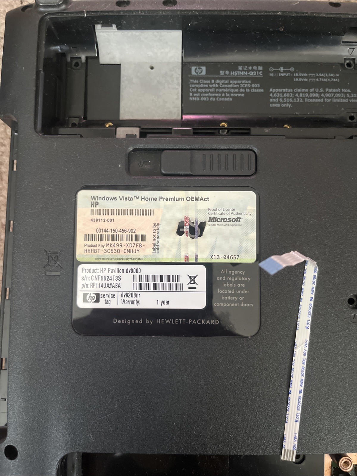 HP Pavilion dv9000 series laptop AMD Turion 64 X2 UNTESTED / FOR PARTS