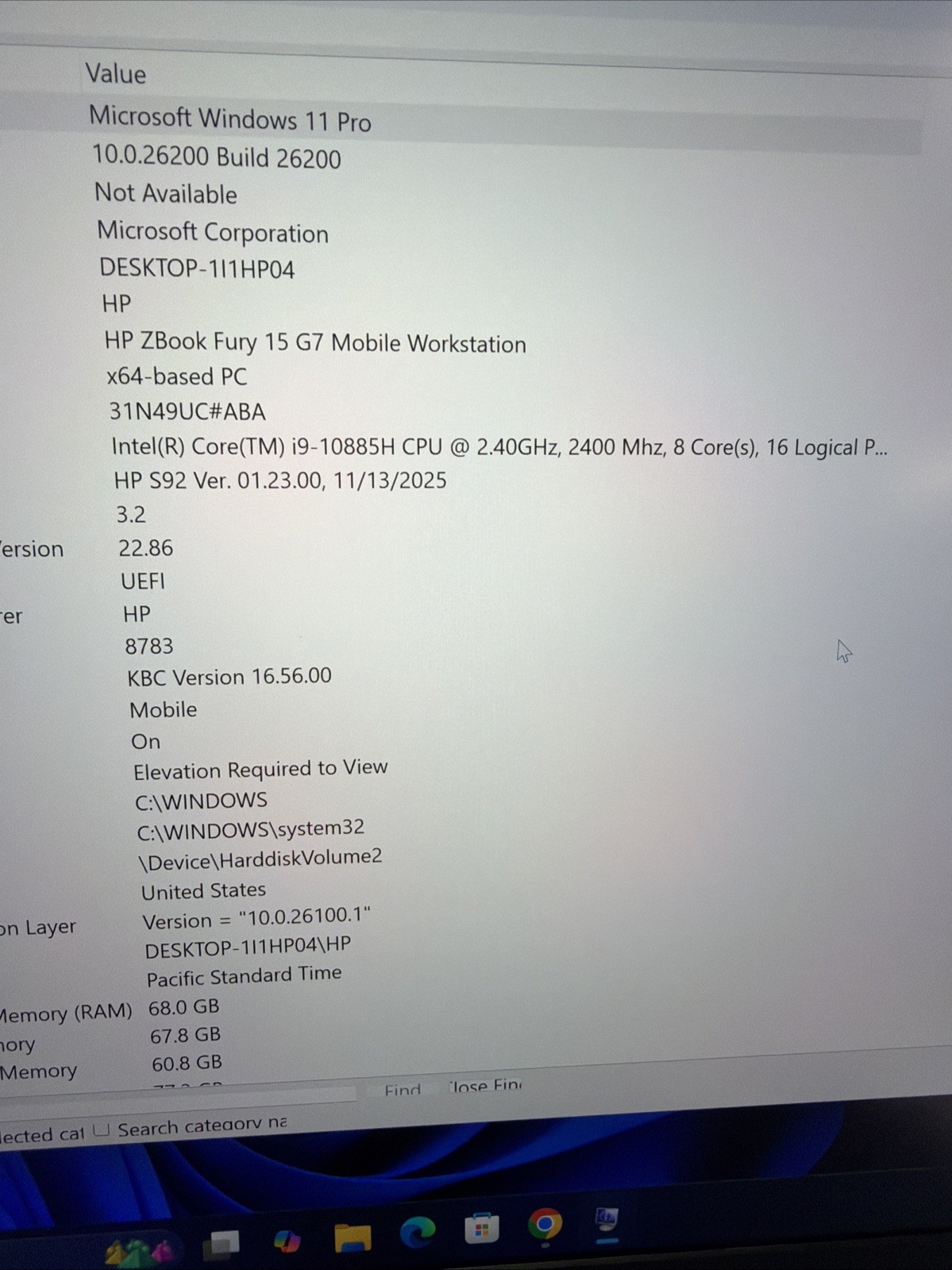 HEWLETT PACKARD ZBOOK FURY 15 G7 68GB RAM 1Tb Nvme+1Tb Hd SSD Read**