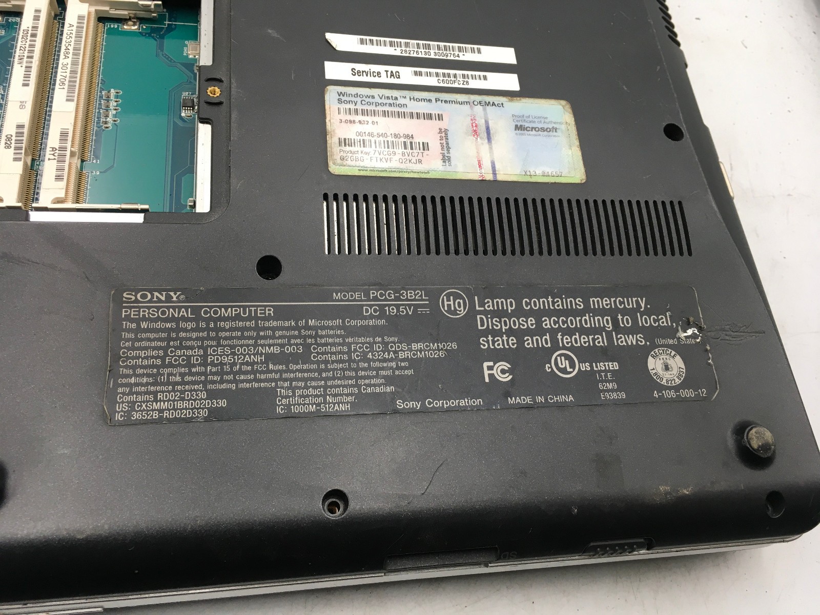 SONY VAIO PCG 3B2L – FOR PARTS/REPAIR – INTEL CORE 2 DUO P8400 – NO RAM -READ-BB