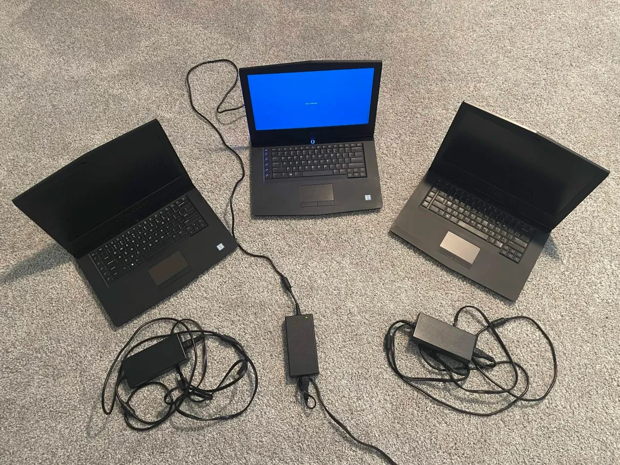 Lot of 3 Alienware 15 R3 Gaming Laptops i7 GTX , Chargers AS-IS, 16/8 GB Memory