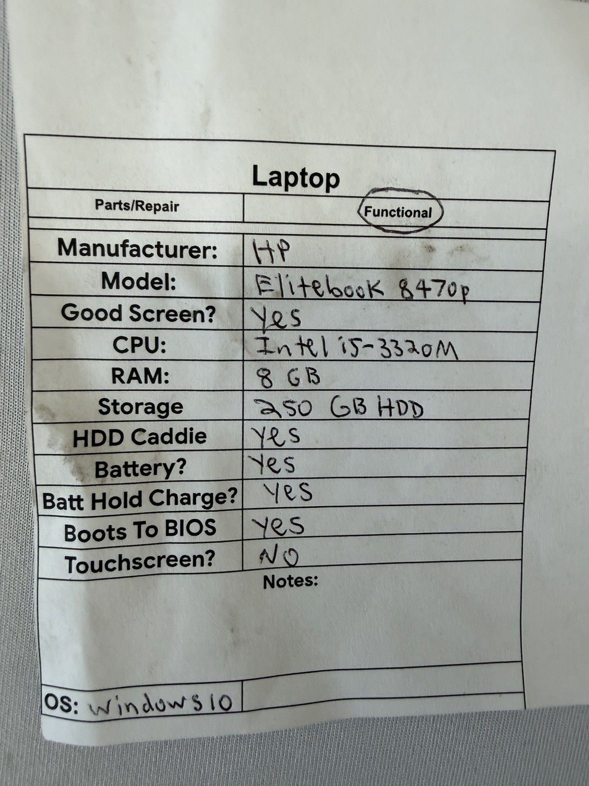 HP Elitebook 8470p Laptop – Good Screen – Intel i5-2230M – Read Des