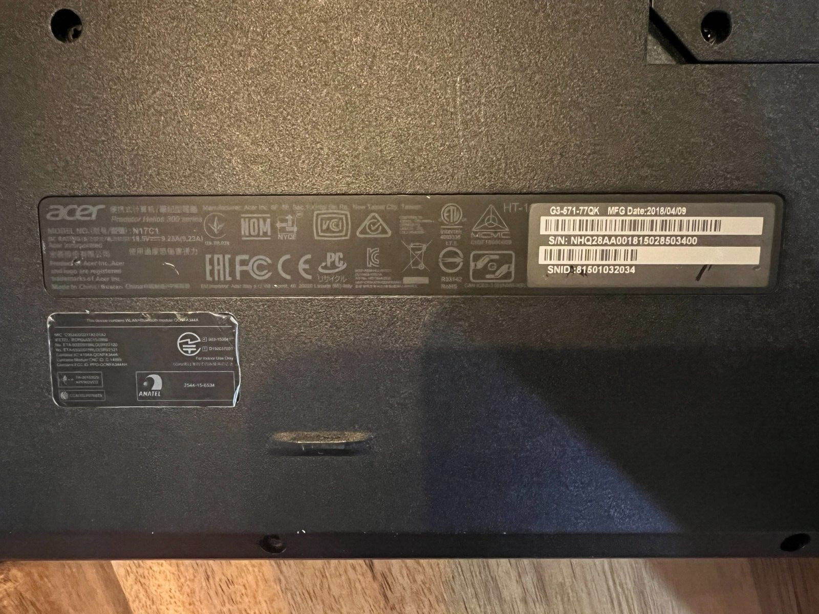 ACER PREDATOR HELIOS 300 N17C1